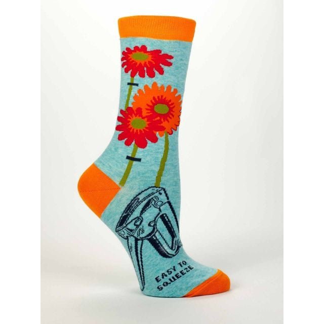 Easy to Squeeze Women's Quirky Crew Socks Featuring Illustrated Vise | BlueQ at GetBullish