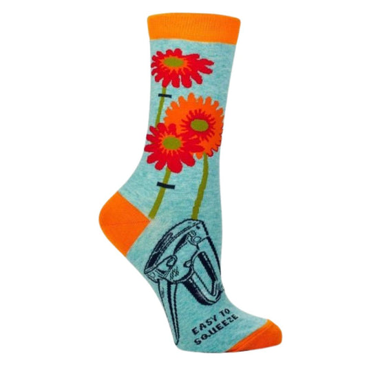 Easy to Squeeze Women's Quirky Crew Socks Featuring Illustrated Vise | BlueQ at GetBullish