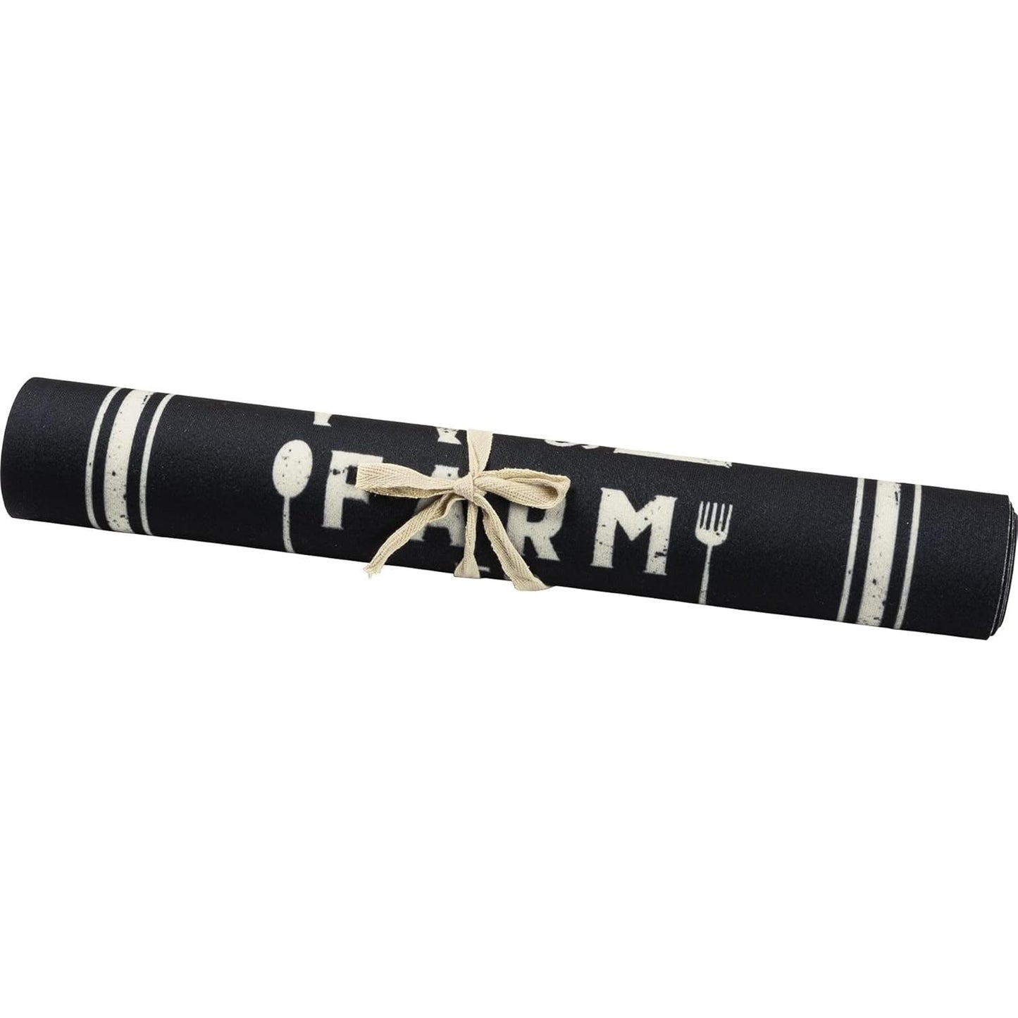 Eat Fresh Farm to Fork Decorative Polyester Rug 34" x 20" | Black Indoor Kitchen Floor Mat