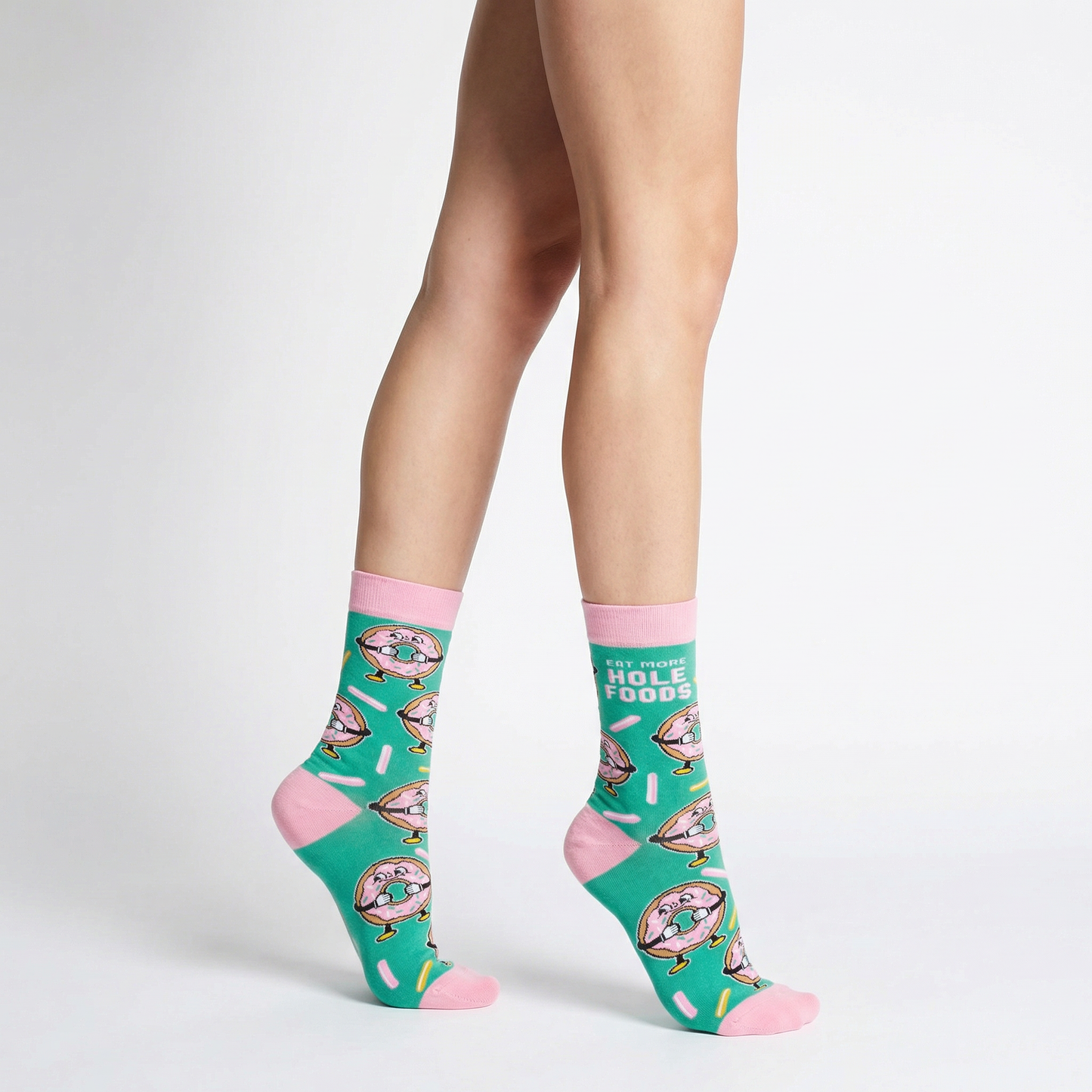 Eat More Hole Foods Socks | Funny Donut Socks | Retro Food Pun Socks