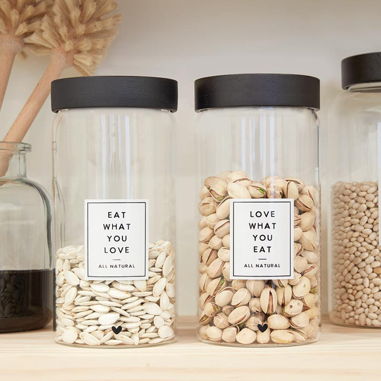Eat What You Love Canister Set of 2 | Treat Gifting or Food Storage Jars | 44oz