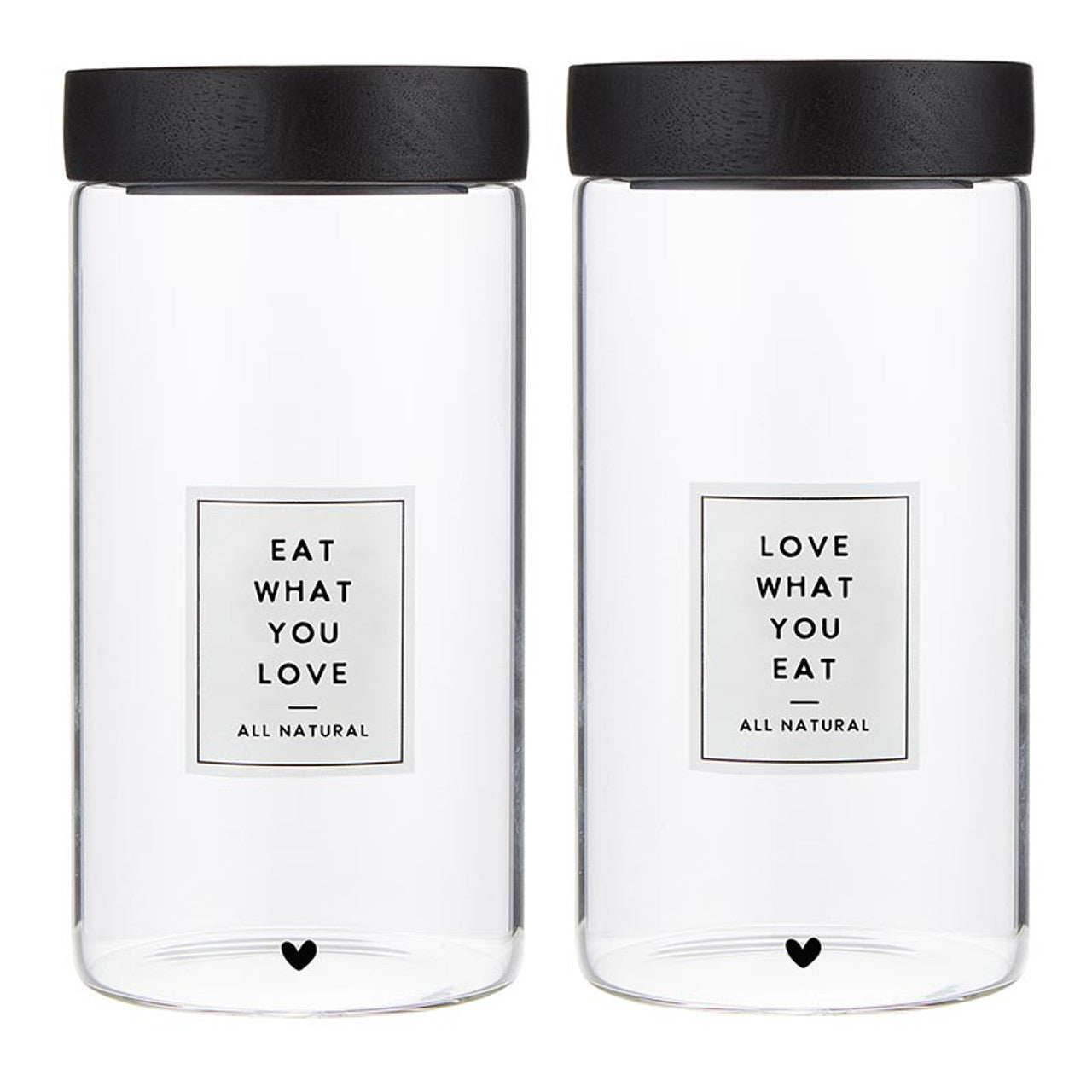 Eat What You Love Canister Set of 2 | Treat Gifting or Food Storage Jars | 44oz