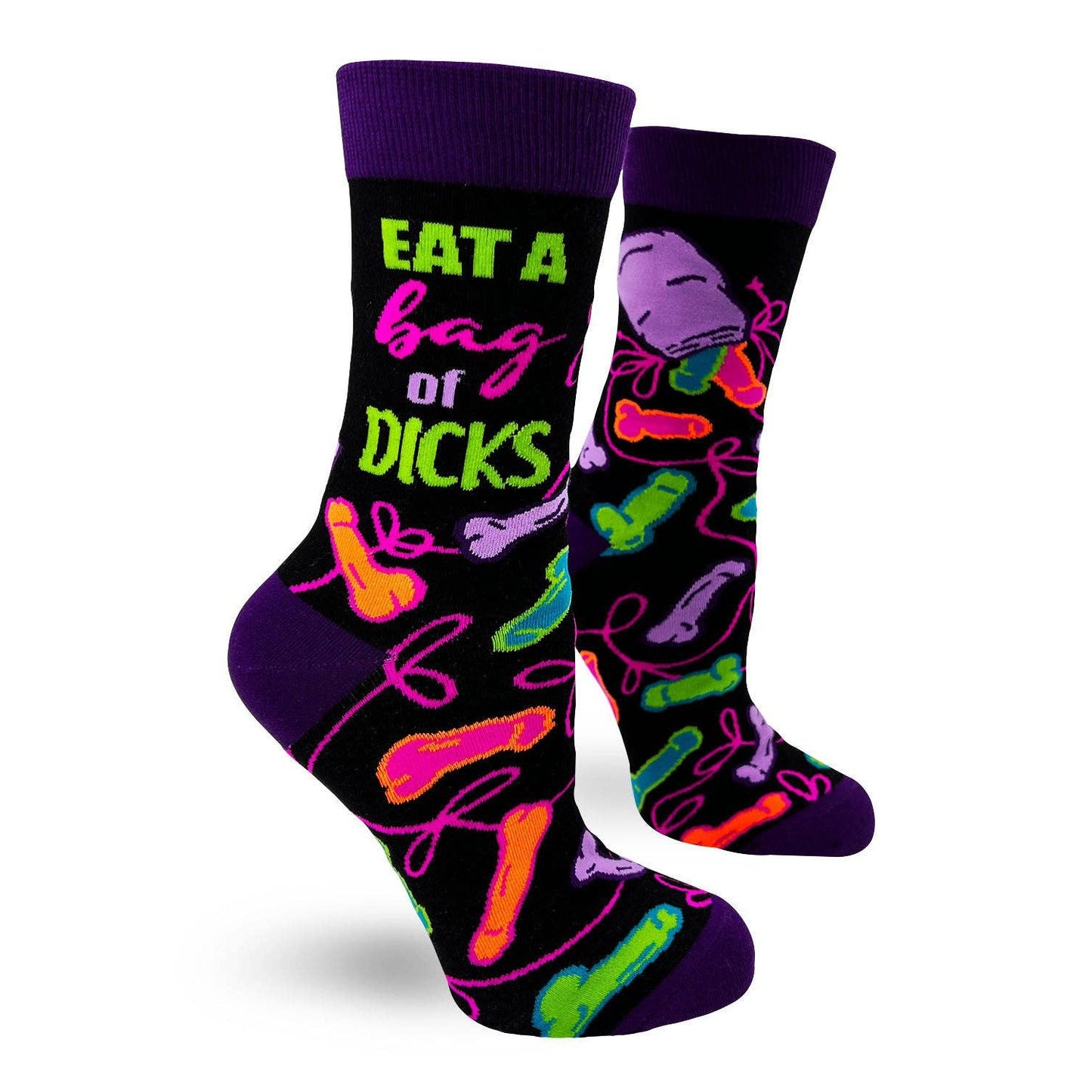 Eat a Bag of Dicks Sassy Women's Novelty Crew Socks | Ladies Multicolor Socks