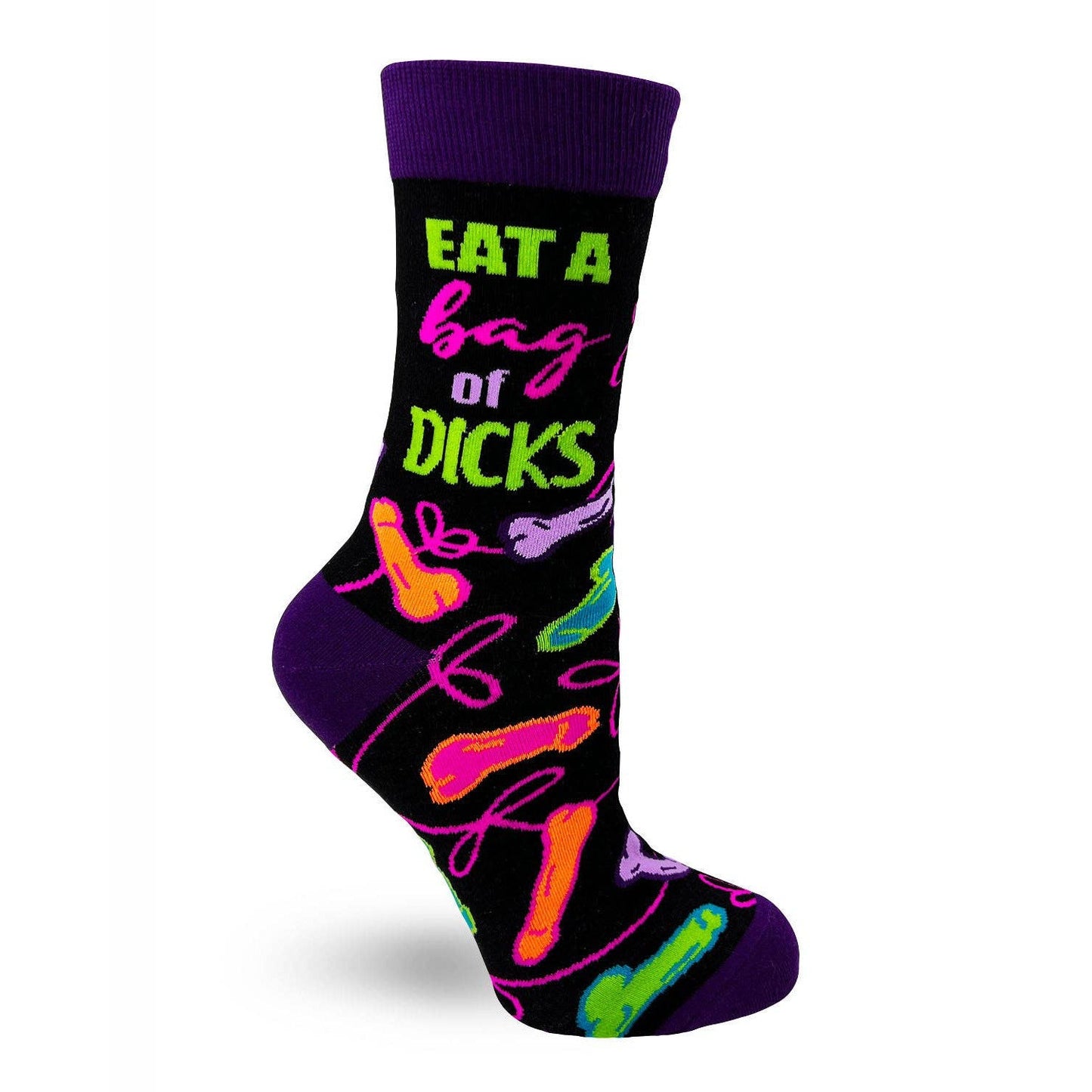 Eat a Bag of Dicks Sassy Women's Novelty Crew Socks | Ladies Multicolor Socks
