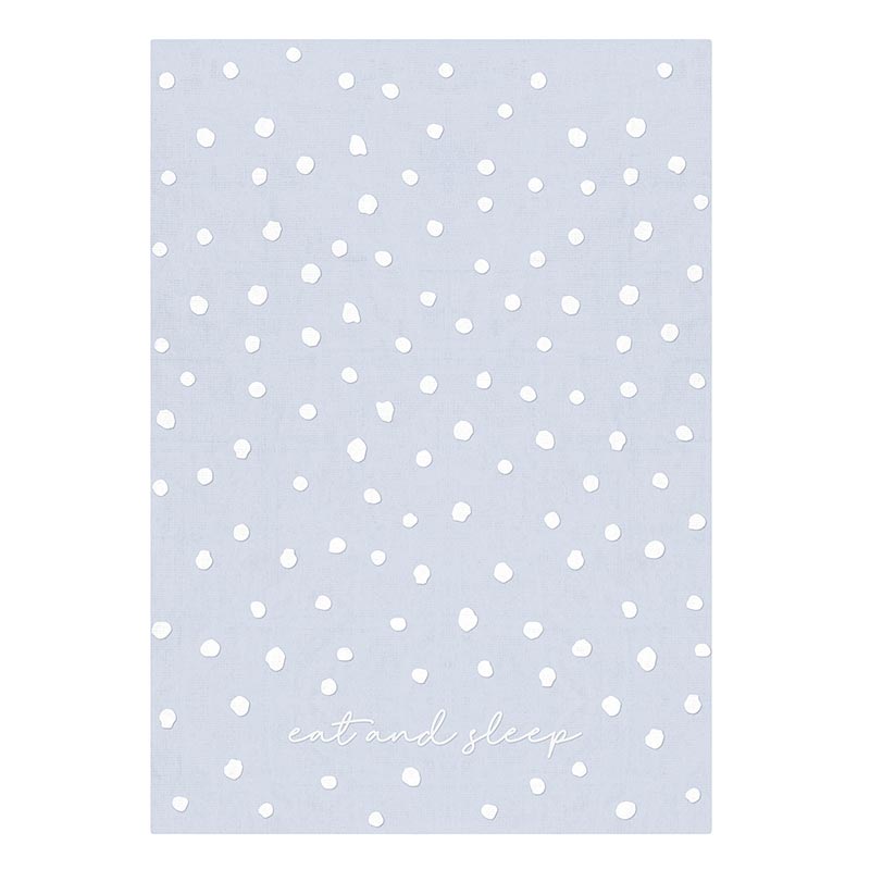 Eat and Sleep Dotted Blue Tea Towel | Extra Large 20" W x 27.5" L | In a Gift Box!