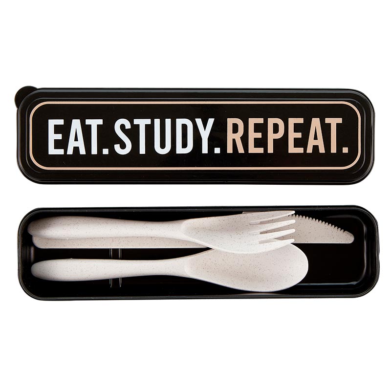 Eat.Study.Repeat Reusable Cutlery Set | 3 Piece with Storage Case