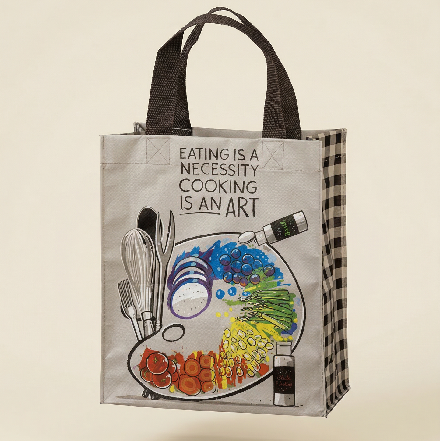 Eating Is A Necessity Cooking Is An Art Daily Tote Bag | Reusable Eco Grocery Bag 8.75" x 10.25" x 4.75"