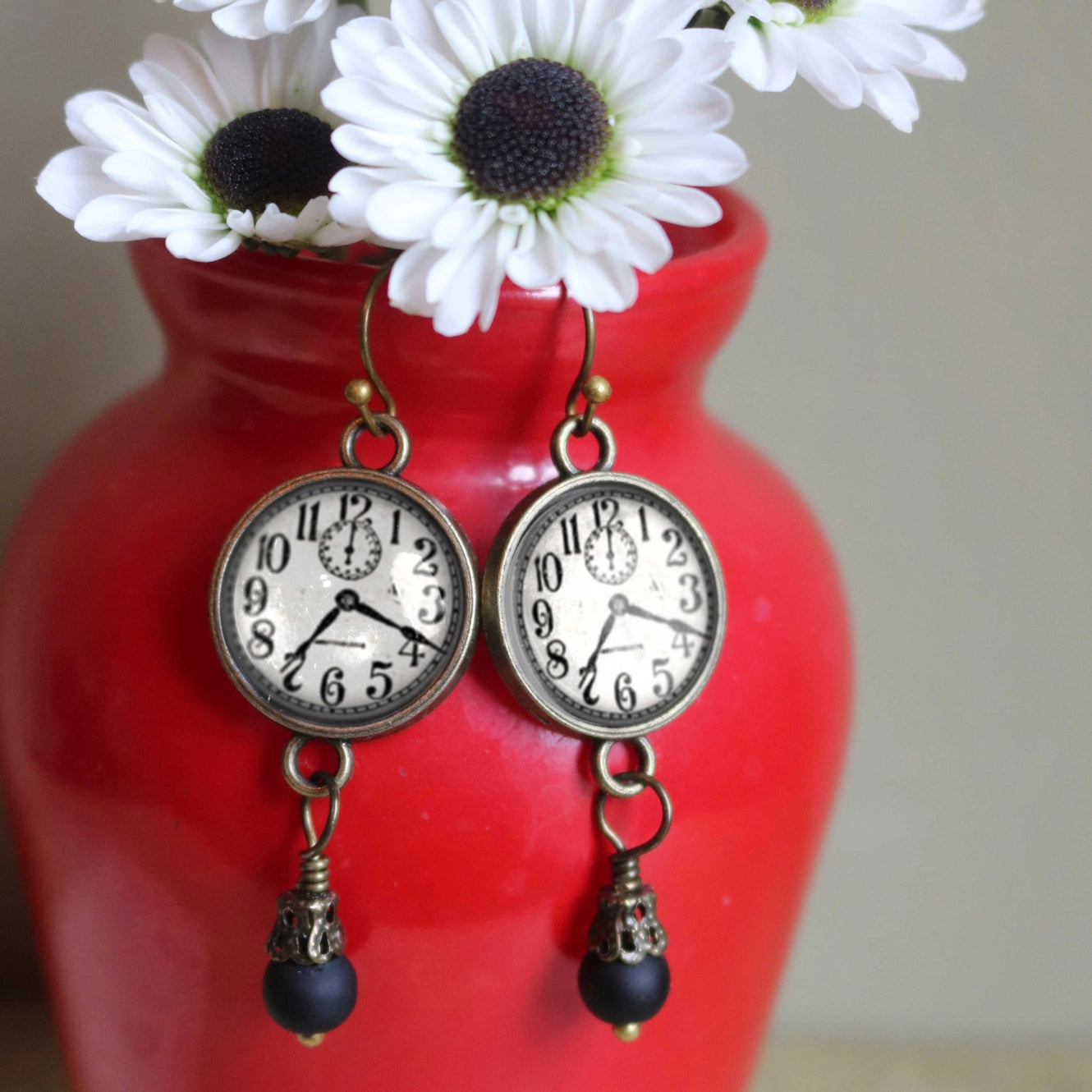 Edwardian Clock Steampunk Hook Earrings | Handmade in the US