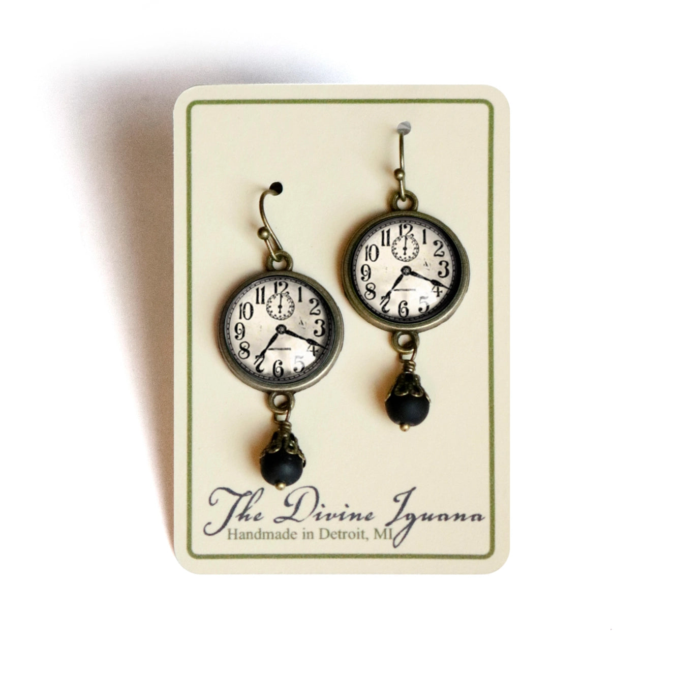 Edwardian Clock Steampunk Hook Earrings | Handmade in the US
