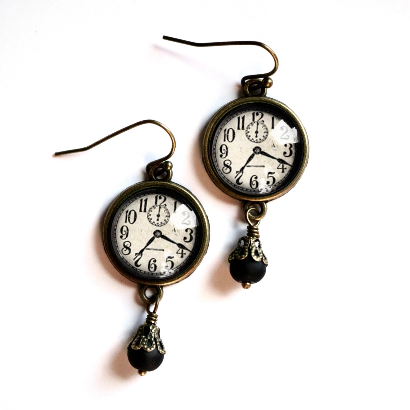 Edwardian Clock Steampunk Hook Earrings | Handmade in the US