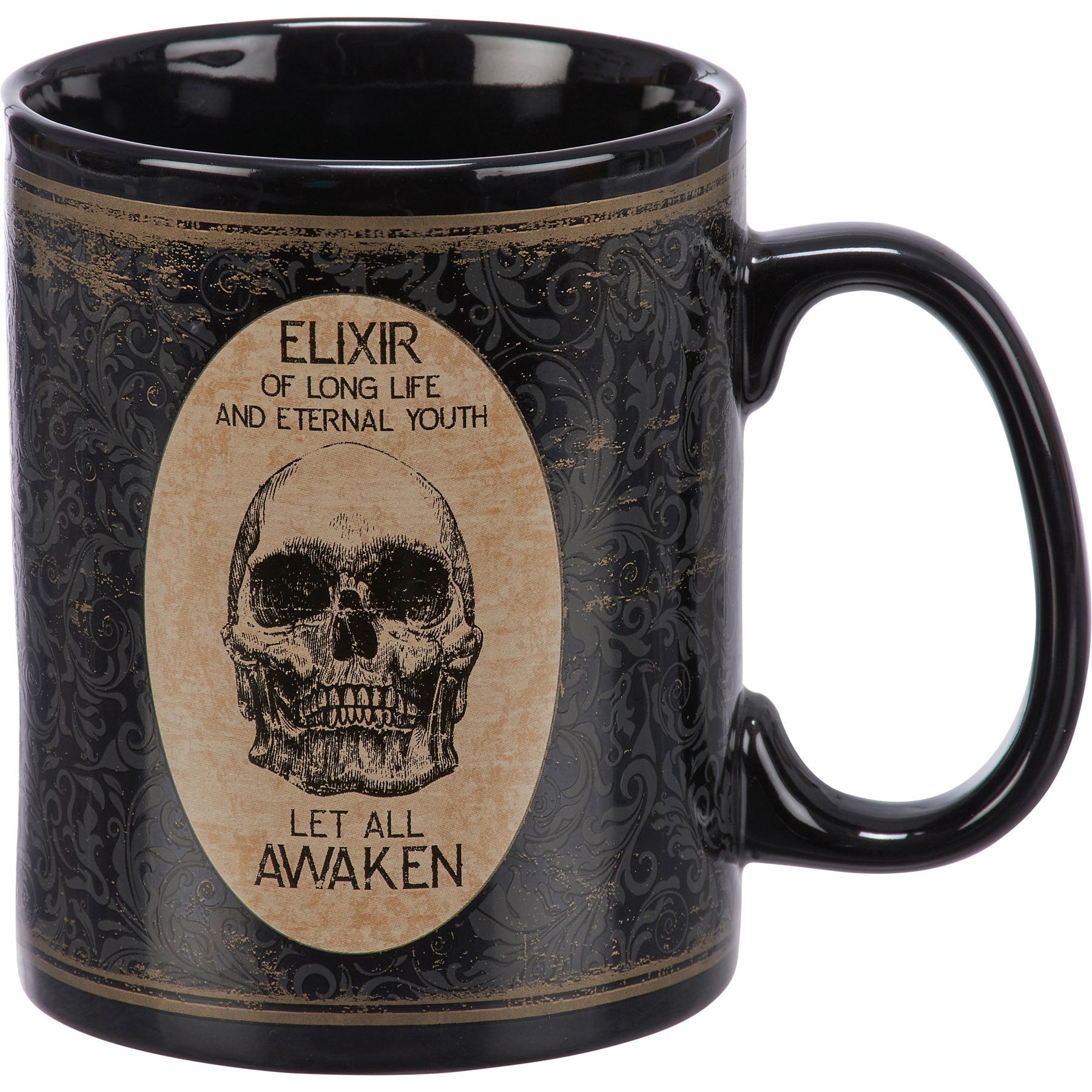 Elixir Of Long Life Eternal Youth Large Stoneware Skull Coffee Mug | Holds 20 oz.