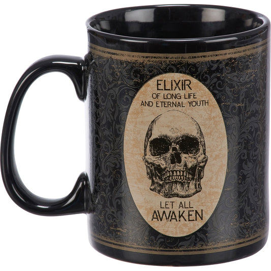 Elixir Of Long Life Eternal Youth Large Stoneware Skull Coffee Mug | Holds 20 oz.