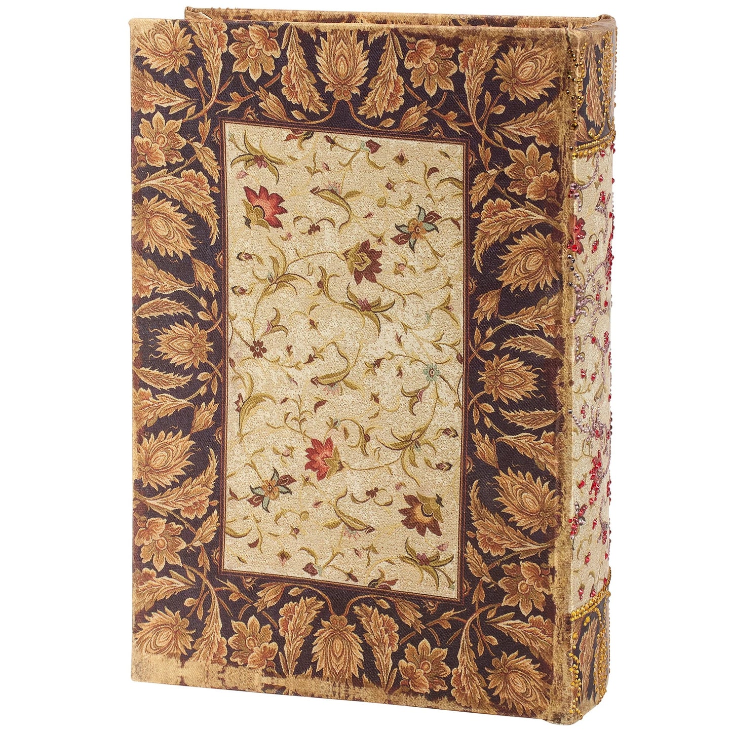 Embellished Floral Book Box | Decorative Vintage Book Shaped Storage Stash Trinket Boxes