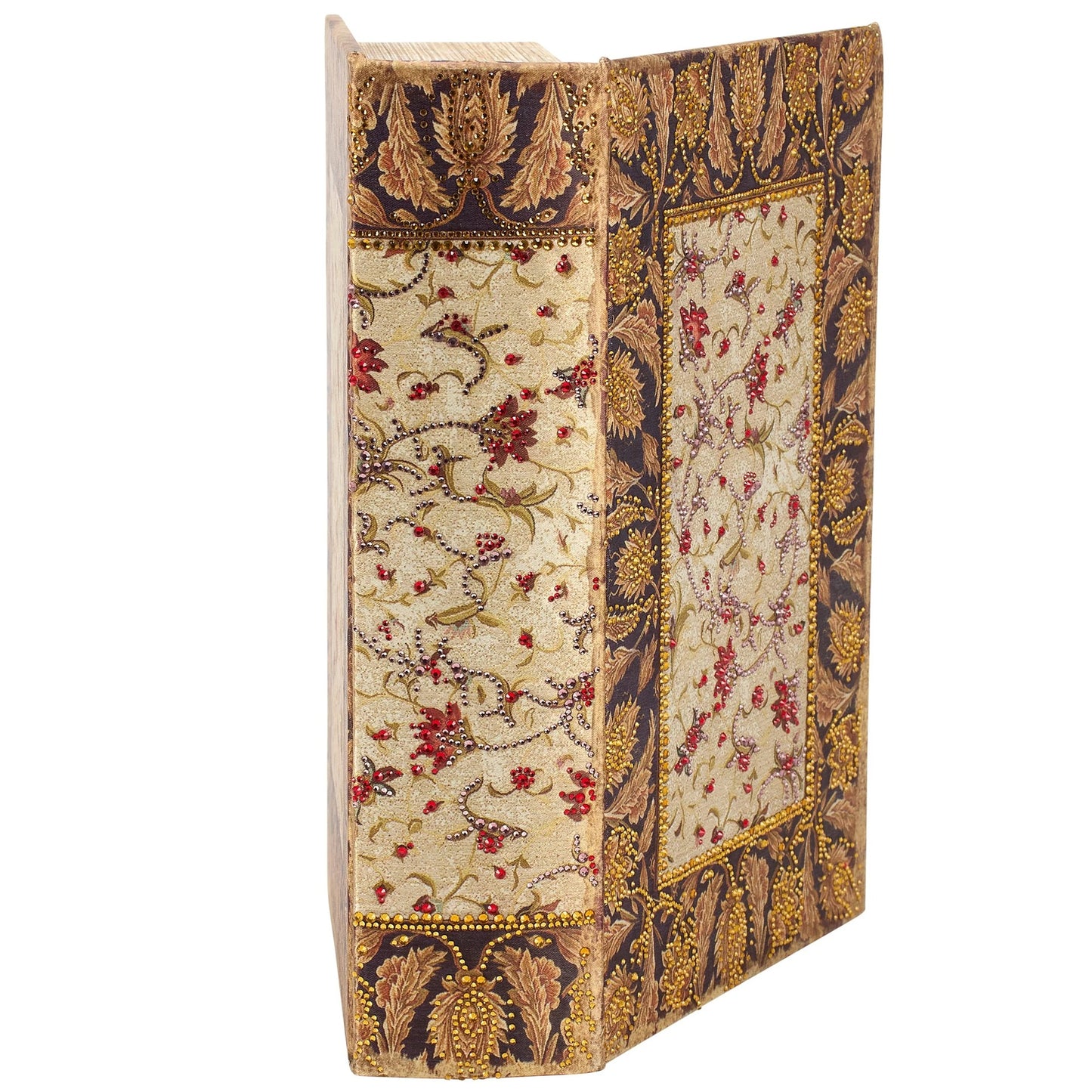 Embellished Floral Book Box | Decorative Vintage Book Shaped Storage Stash Trinket Boxes