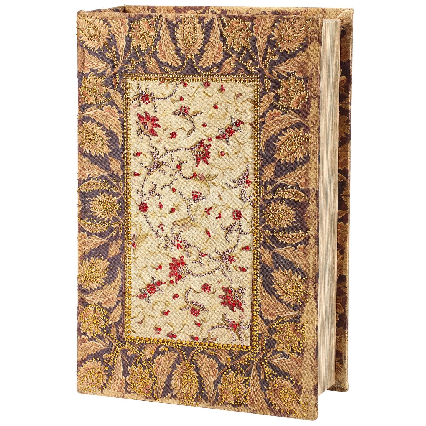 Embellished Floral Book Box | Decorative Vintage Book Shaped Storage Stash Trinket Boxes