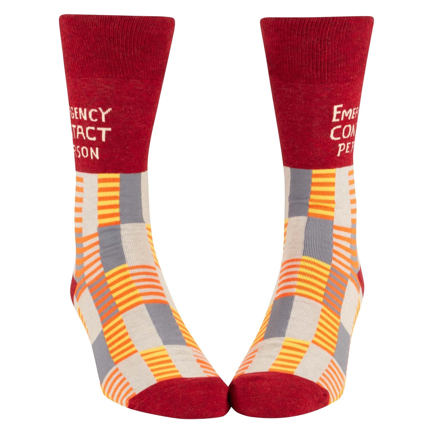 Emergency Contact Person Men's Crew Socks | Funny Text Novelty Socks
