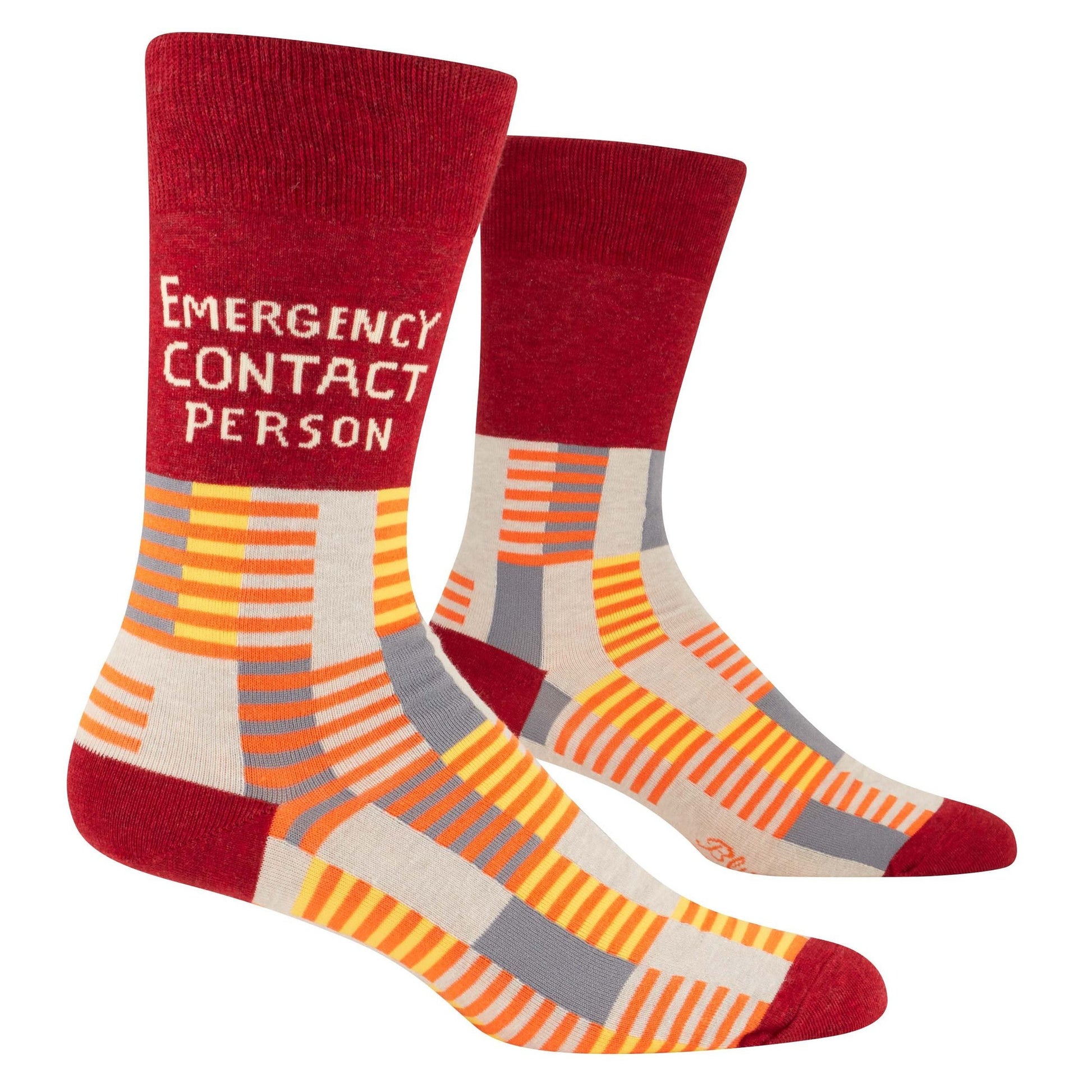 Emergency Contact Person Men's Crew Socks | Funny Text Novelty Socks