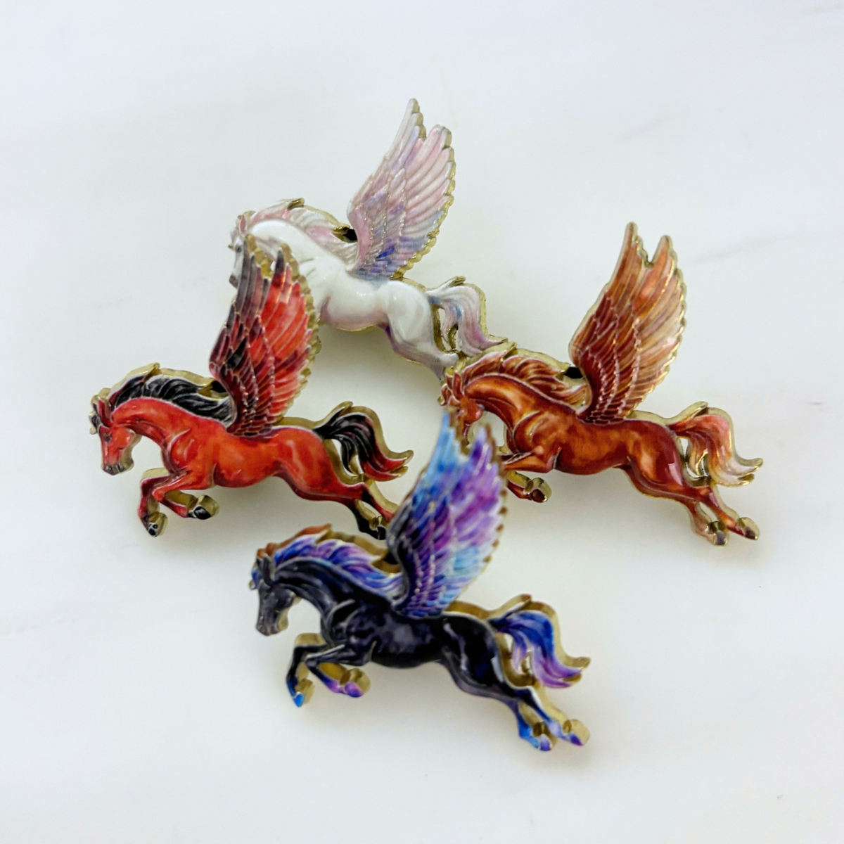 Enameled Pegasus Pin | Fantasy Brooch