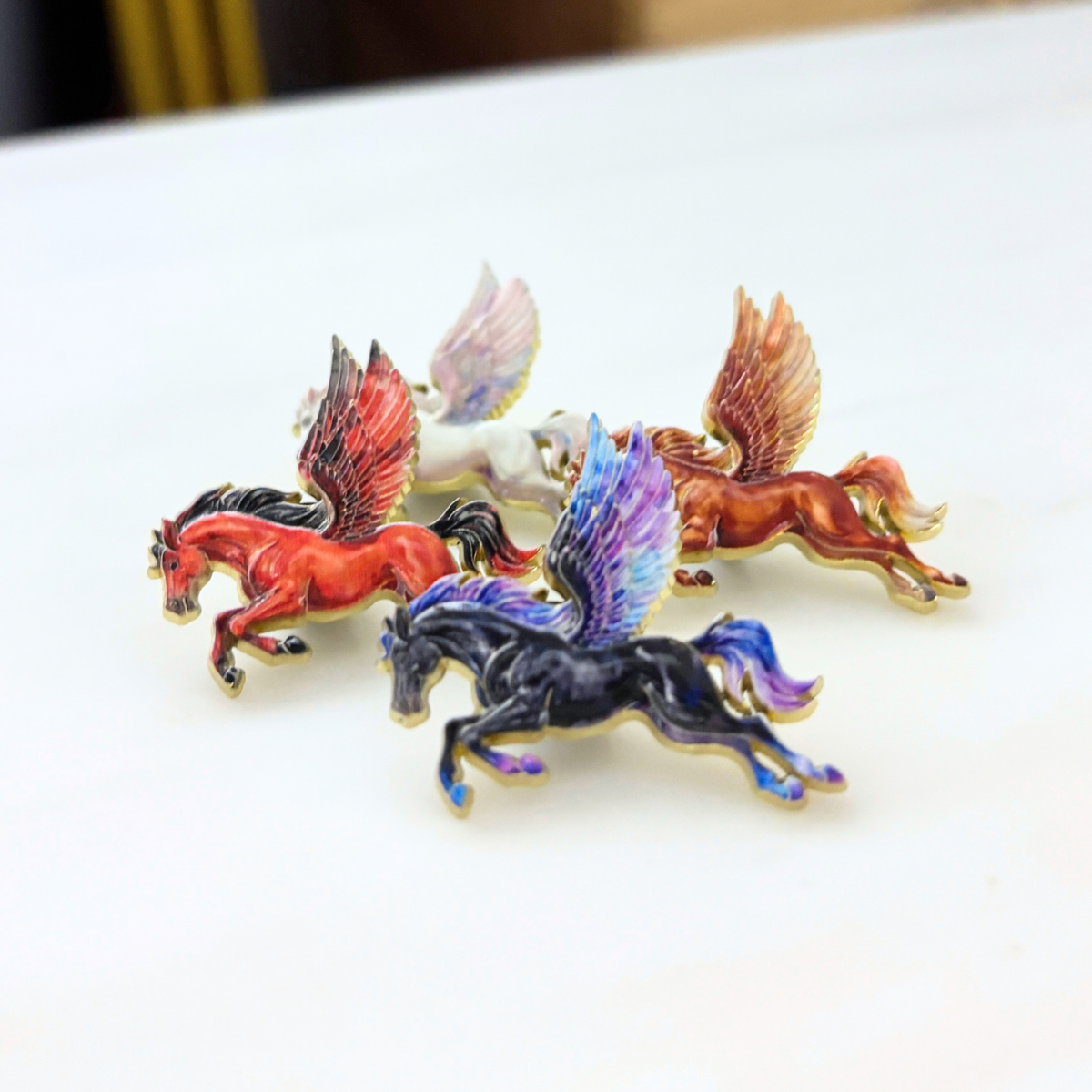Enameled Pegasus Pin | Fantasy Brooch