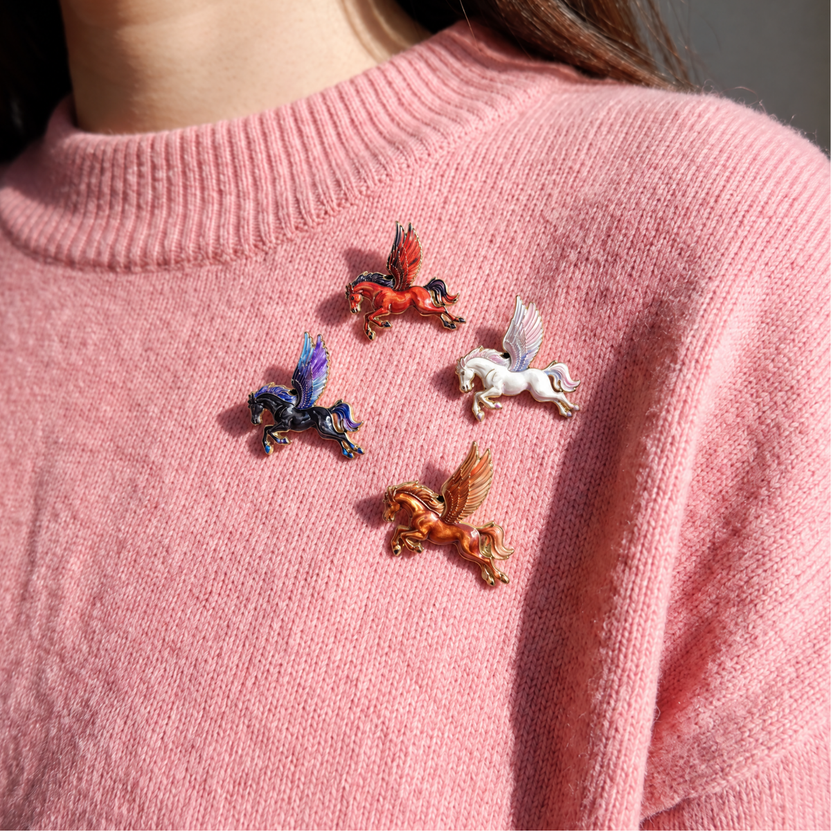 Enameled Pegasus Pin | Fantasy Brooch