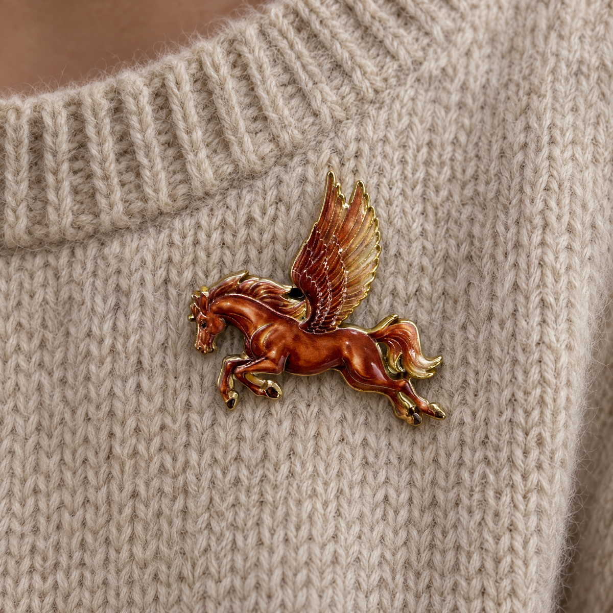 Enameled Pegasus Pin | Fantasy Brooch
