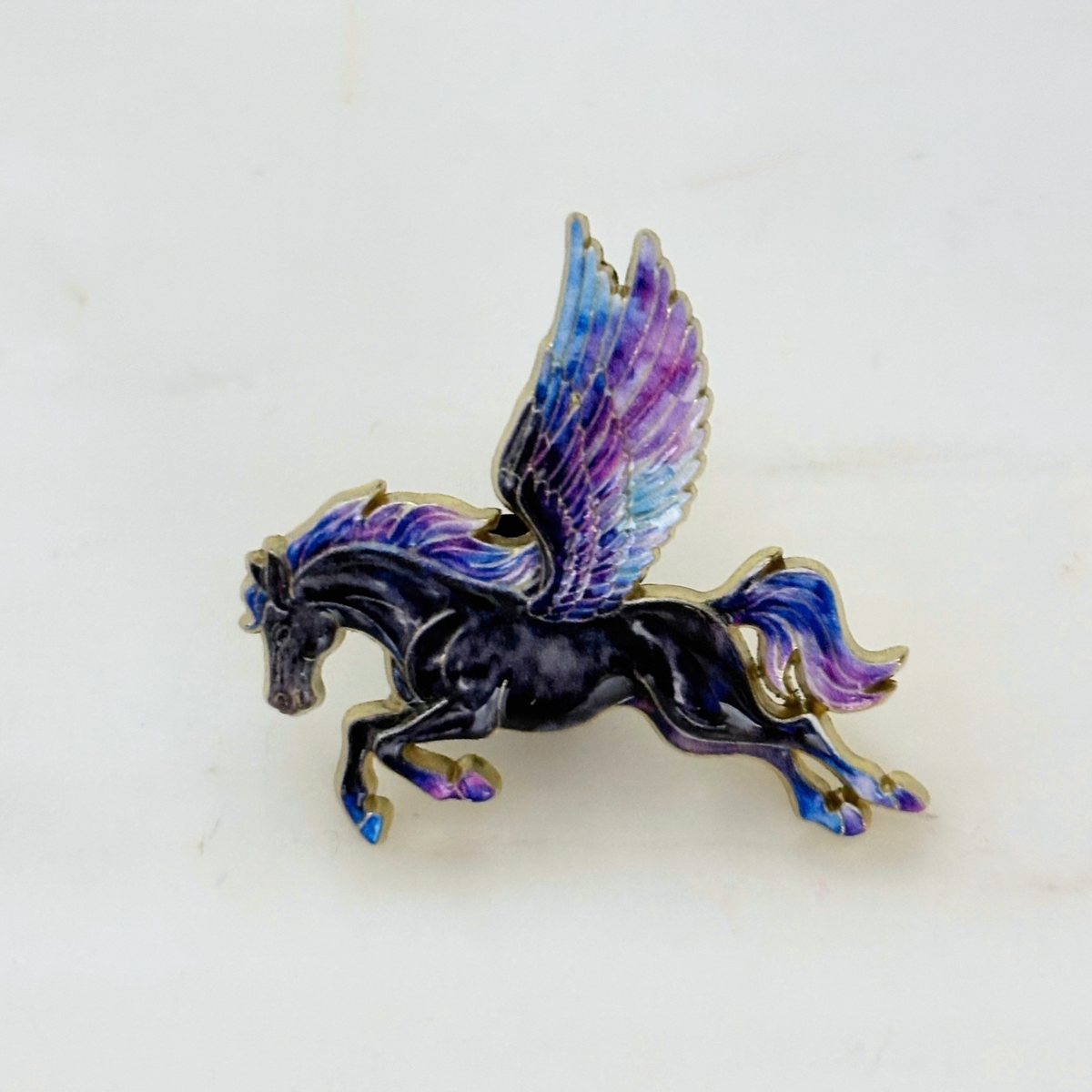 Enameled Pegasus Pin | Fantasy Brooch