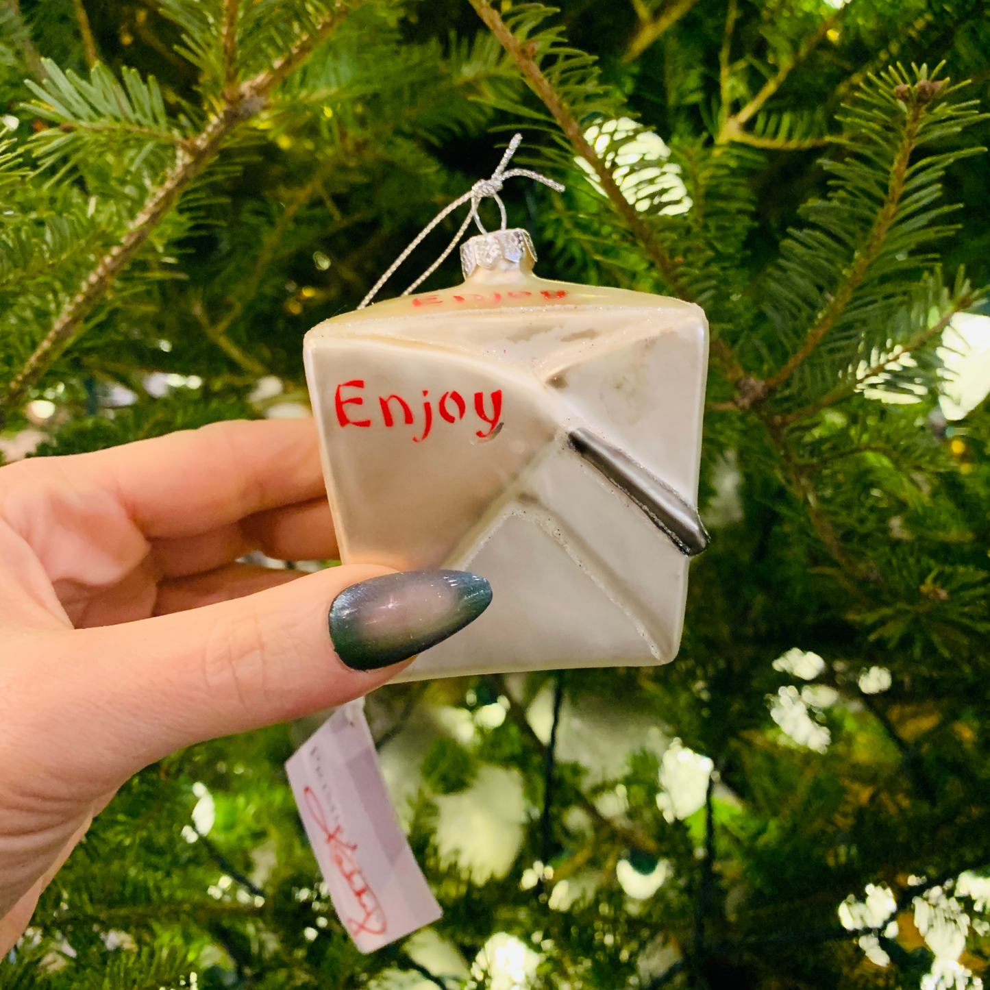 Enjoy Takeout Glass Ornament | Christmas Tree Hanging Decor