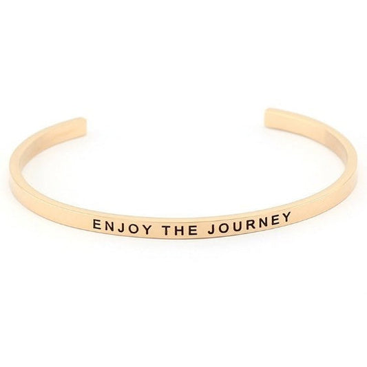 Enjoy The Journey Inspirational Quote Cuff Bangle in Rose Gold