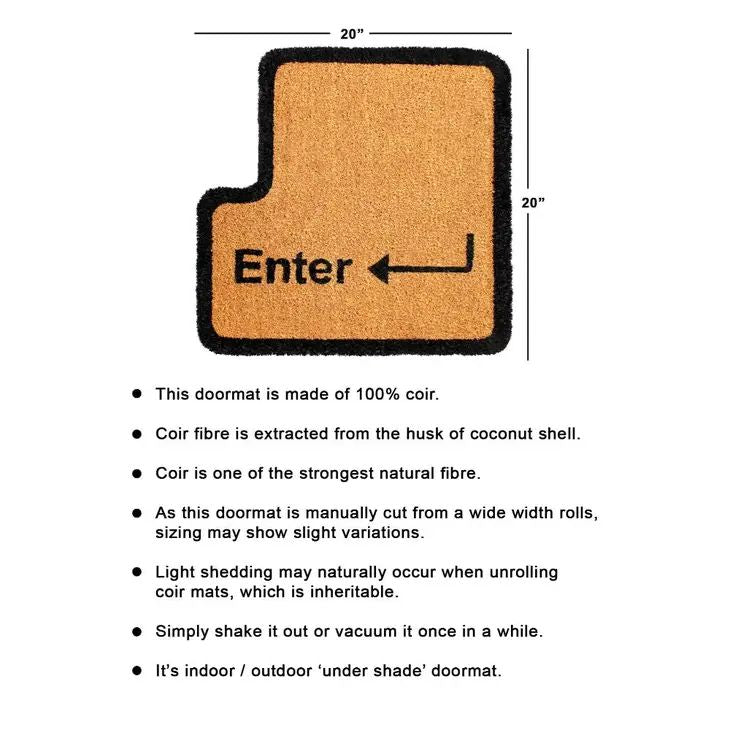 Enter Keyboard Doormat in Natural Coir | Welcome Outdoor Rug 20" x 20"