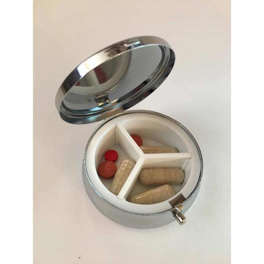 Even My Anxiety Has Anxiety Pill Box | Handmade 2.25" Round Pill Case | Retro Pinup Art Self Care Mental Health