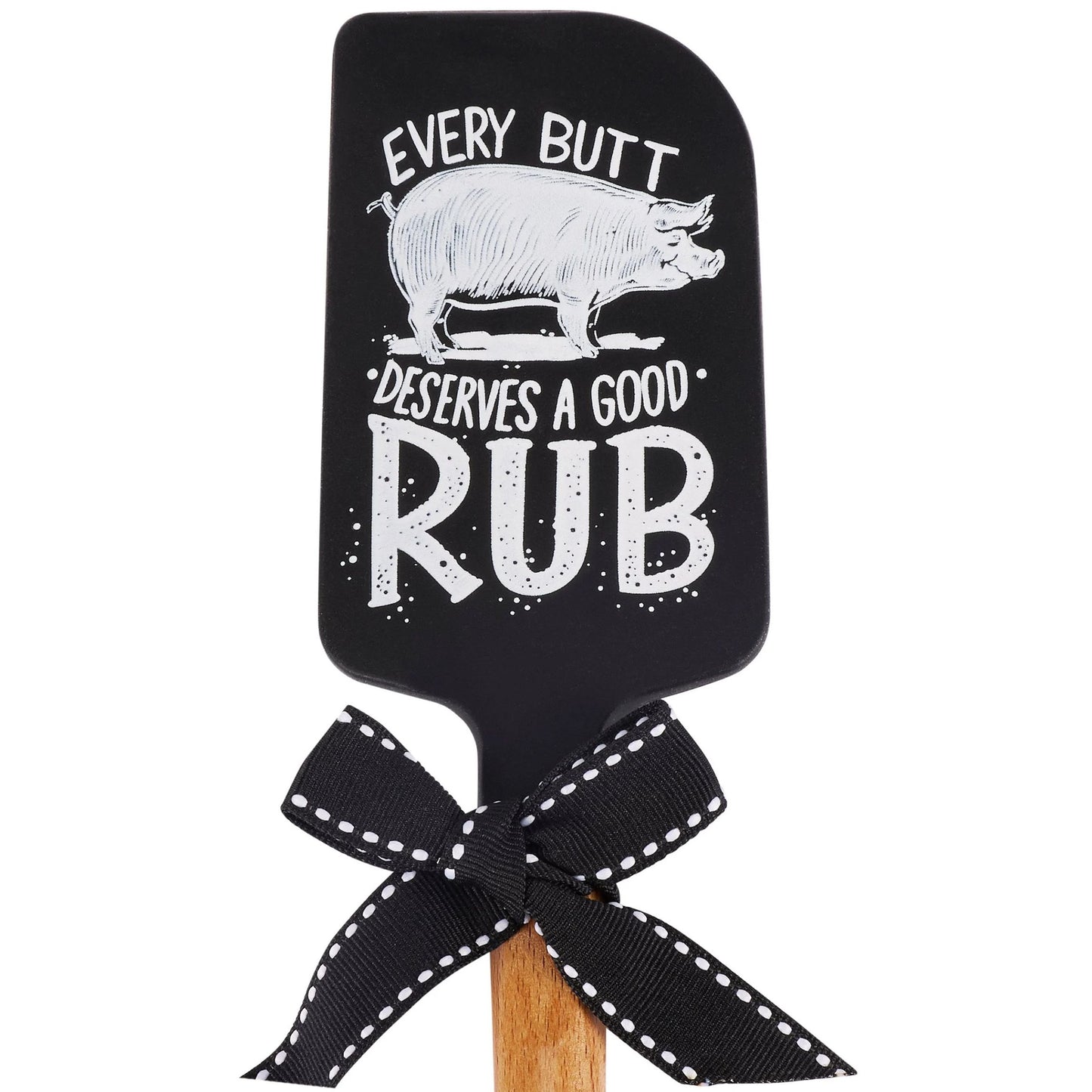 Every Butt Deserves a Good Rub Funny Pig Spatula | Silicone BBQ Spatula with Wooden Handle
