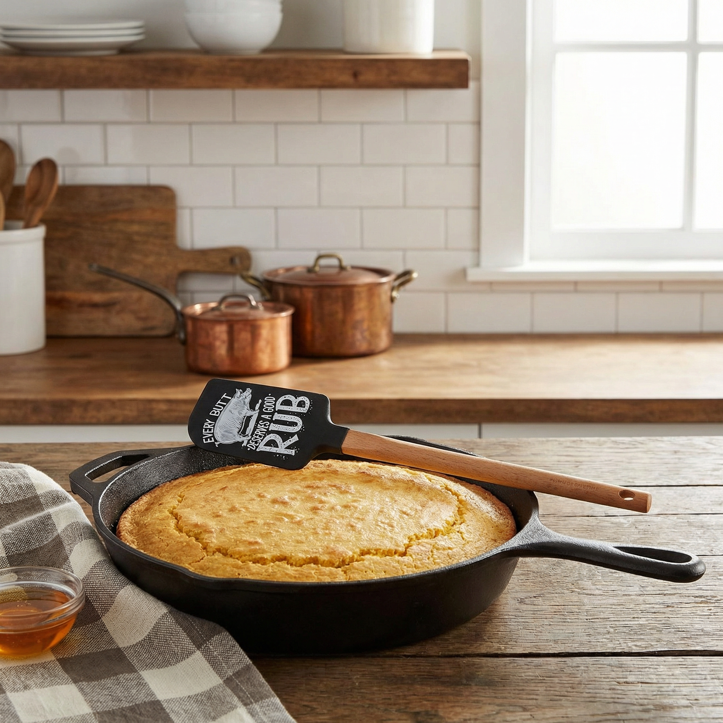 Every Butt Deserves a Good Rub Funny Pig Spatula | Silicone BBQ Spatula with Wooden Handle