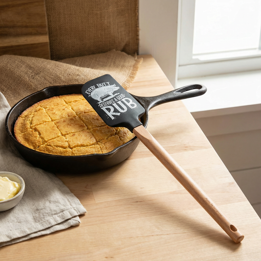 Every Butt Deserves a Good Rub Funny Pig Spatula | Silicone BBQ Spatula with Wooden Handle
