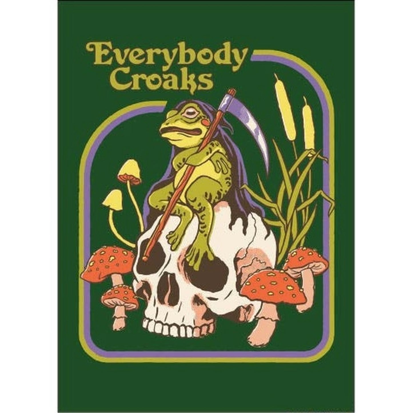 Everybody Croaks Rectangular Magnet | '80s Children's Book Style Satirical Art by Steven Rhodes | 2.5" X 3.5"-Ephemera-The Bullish Store