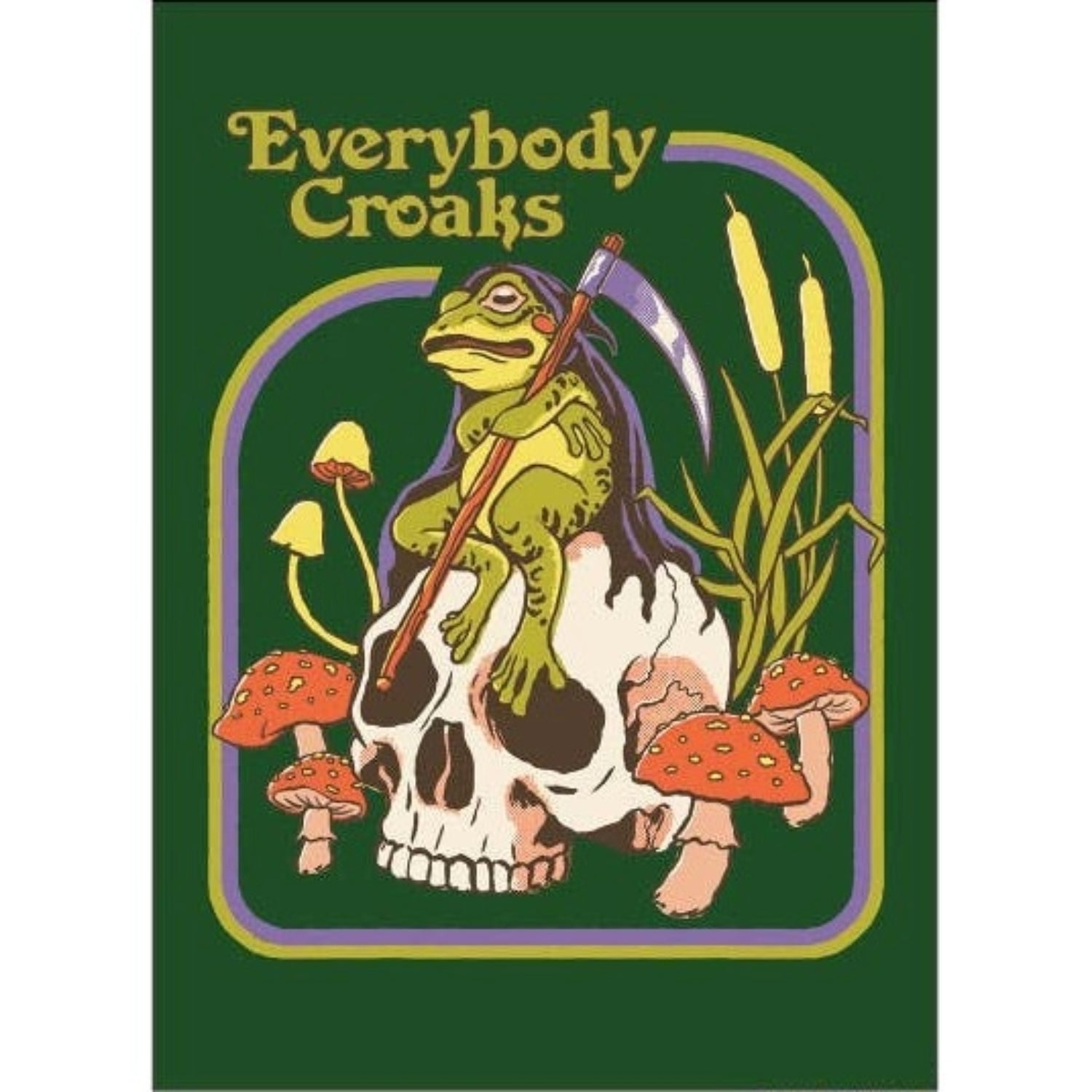 Everybody Croaks Rectangular Magnet | '80s Children's Book Style Satirical Art by Steven Rhodes | 2.5" X 3.5"-Ephemera-The Bullish Store