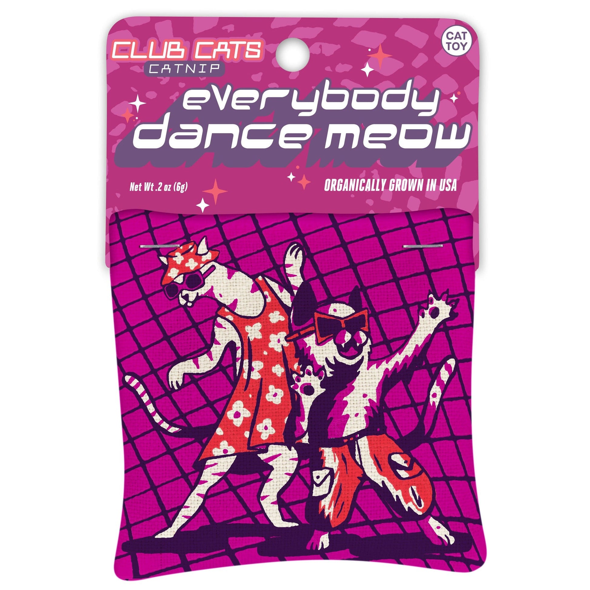 Everybody Dance Meow Club Cats Catnip Toy | Premium Organic Catnip | Illustrated Cotton Pouch