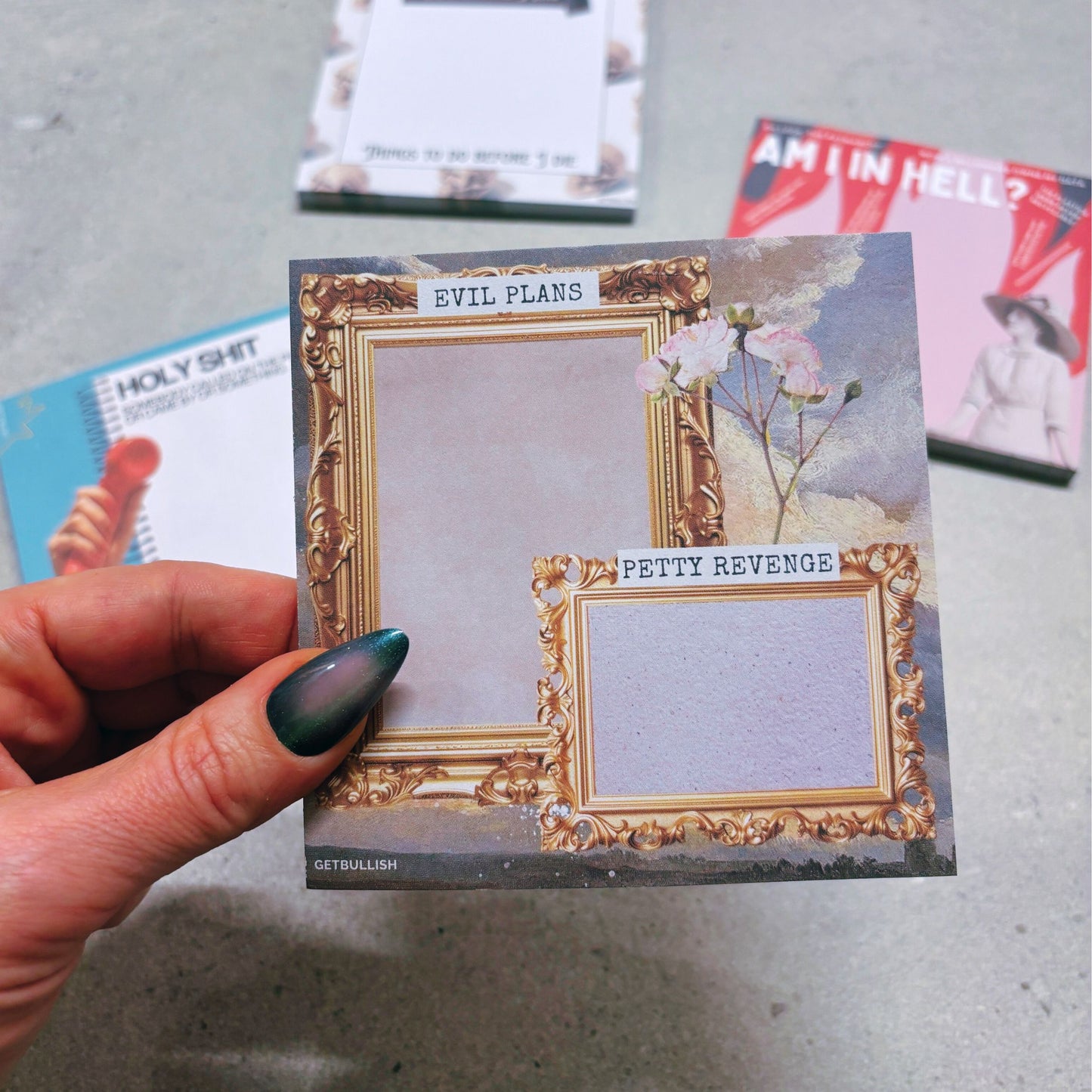 Evil Plans Petty Revenge Jumbo Sticky Notes | Funny Pad for Chaos & Productivity | 4" x 4" 50 Pages