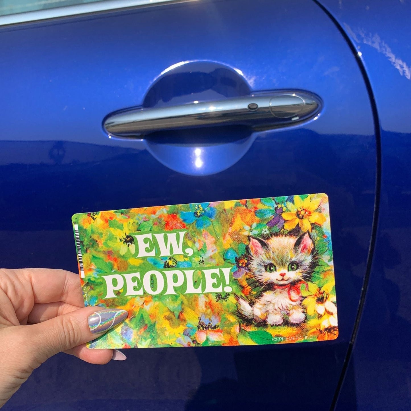 Ew People Large Vinyl Sticker with Vintage Cat Motif | 6" x 3.4"