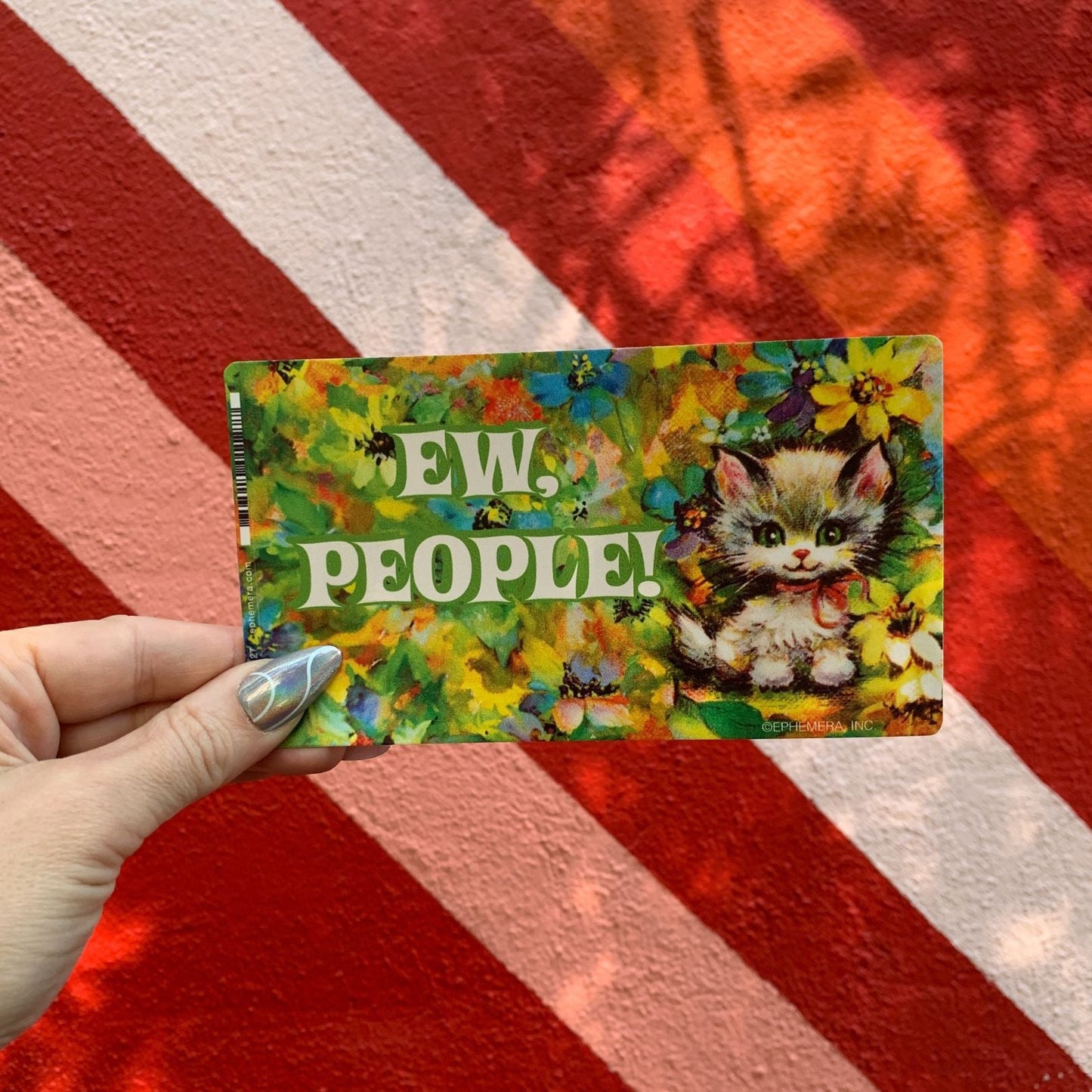 Ew People Large Vinyl Sticker with Vintage Cat Motif | 6" x 3.4"