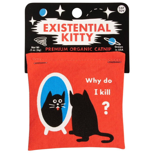Existential Kitty Catnip Cat Toy | Premium Organic Catnip in Illustrated Cotton Pouch | BlueQ at GetBullish