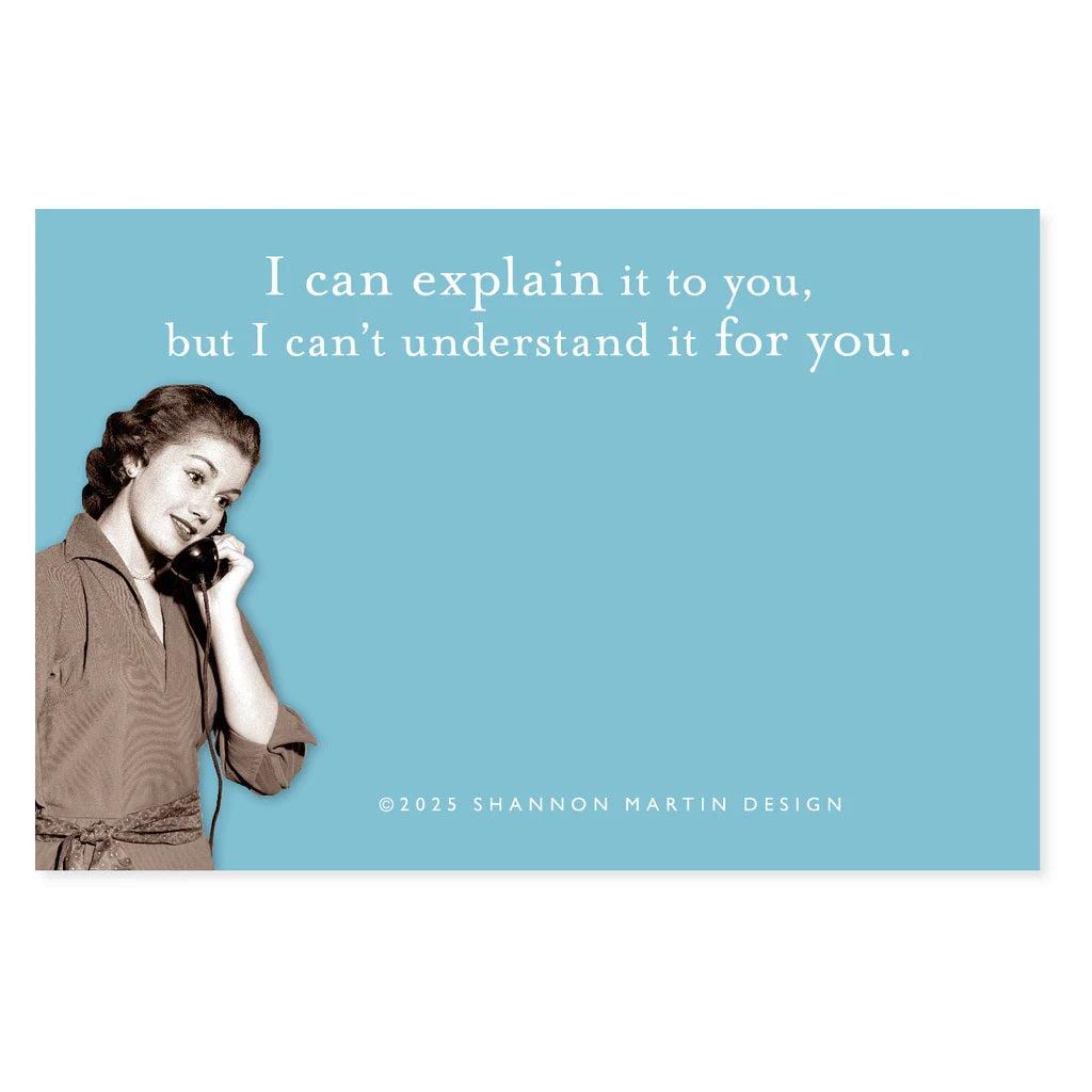 Explain It To You Sticky Note in Aqua | Funny Vintage Sticky Notes | 75 Sheets
