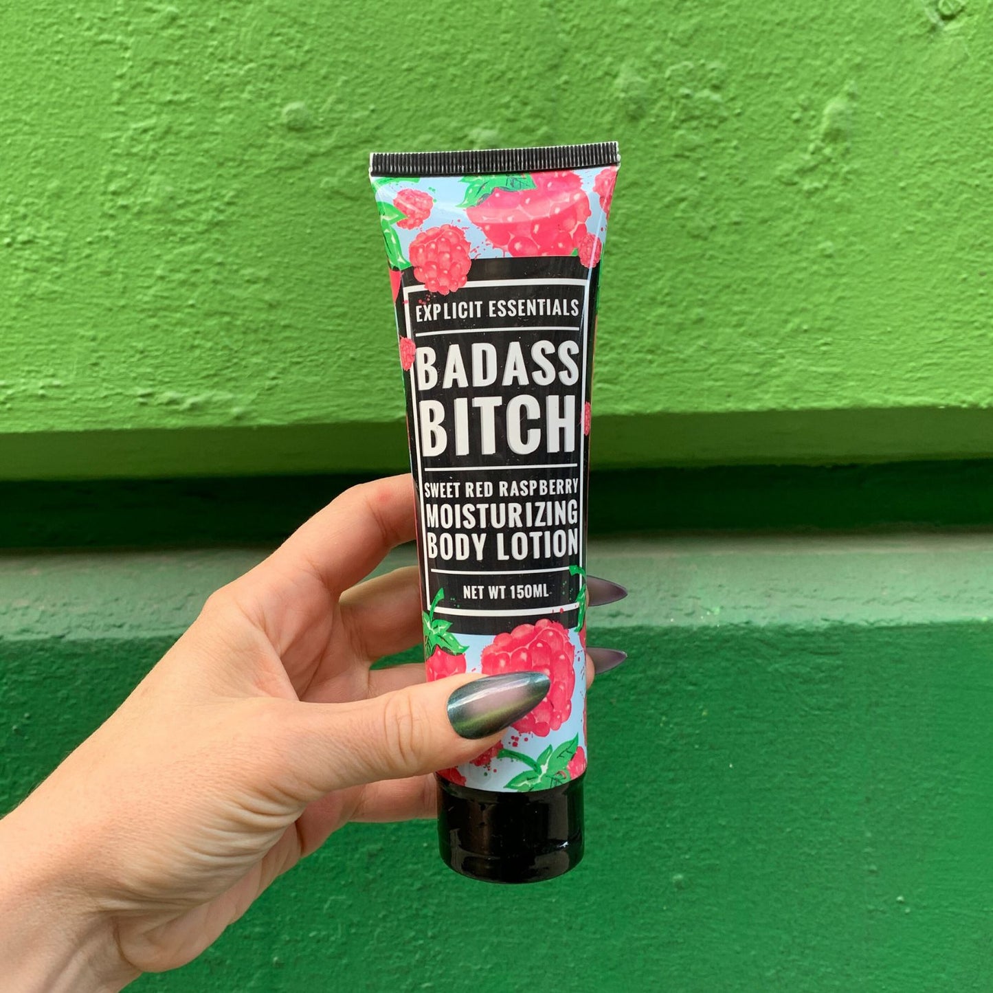 Explicit Essentials Bad Ass Bitch Body Lotion in Red Raspberry