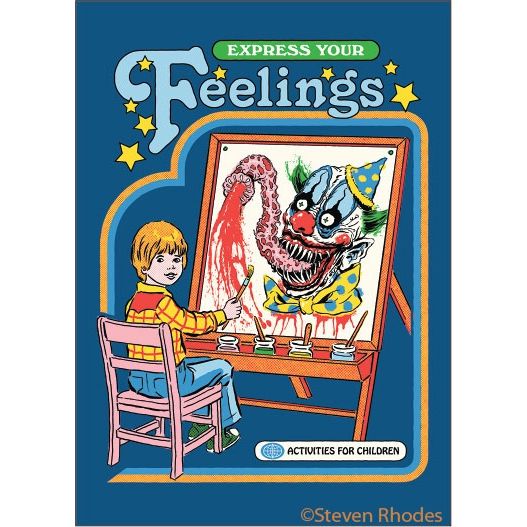 Express Your Feelings Creepy Clown Magnet | '80s Children's Book Style Satirical Art | 2" x 3"