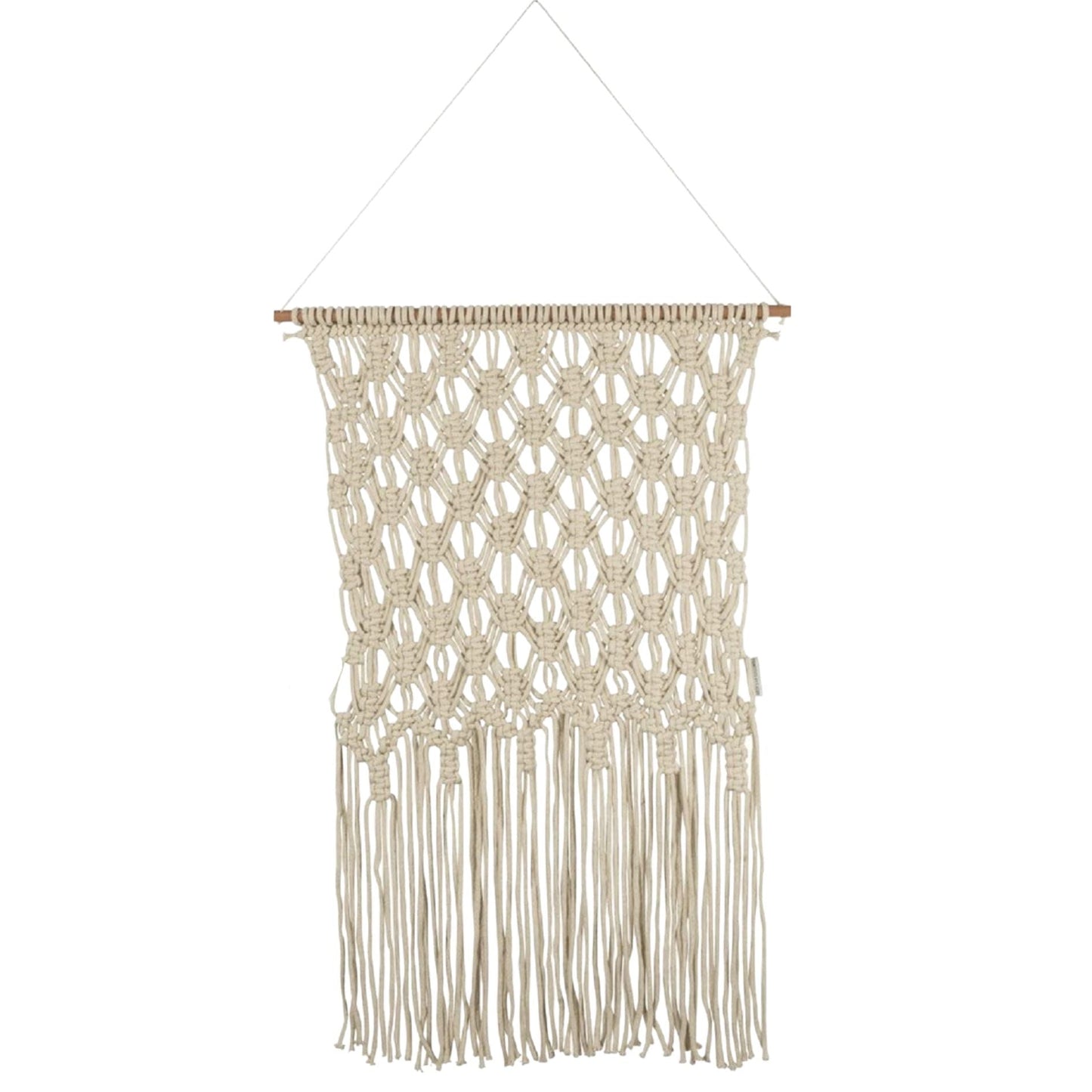 Extra Large Ivory Fringe Hand Knotted Macrame Wall Hanging | 24" x 35"