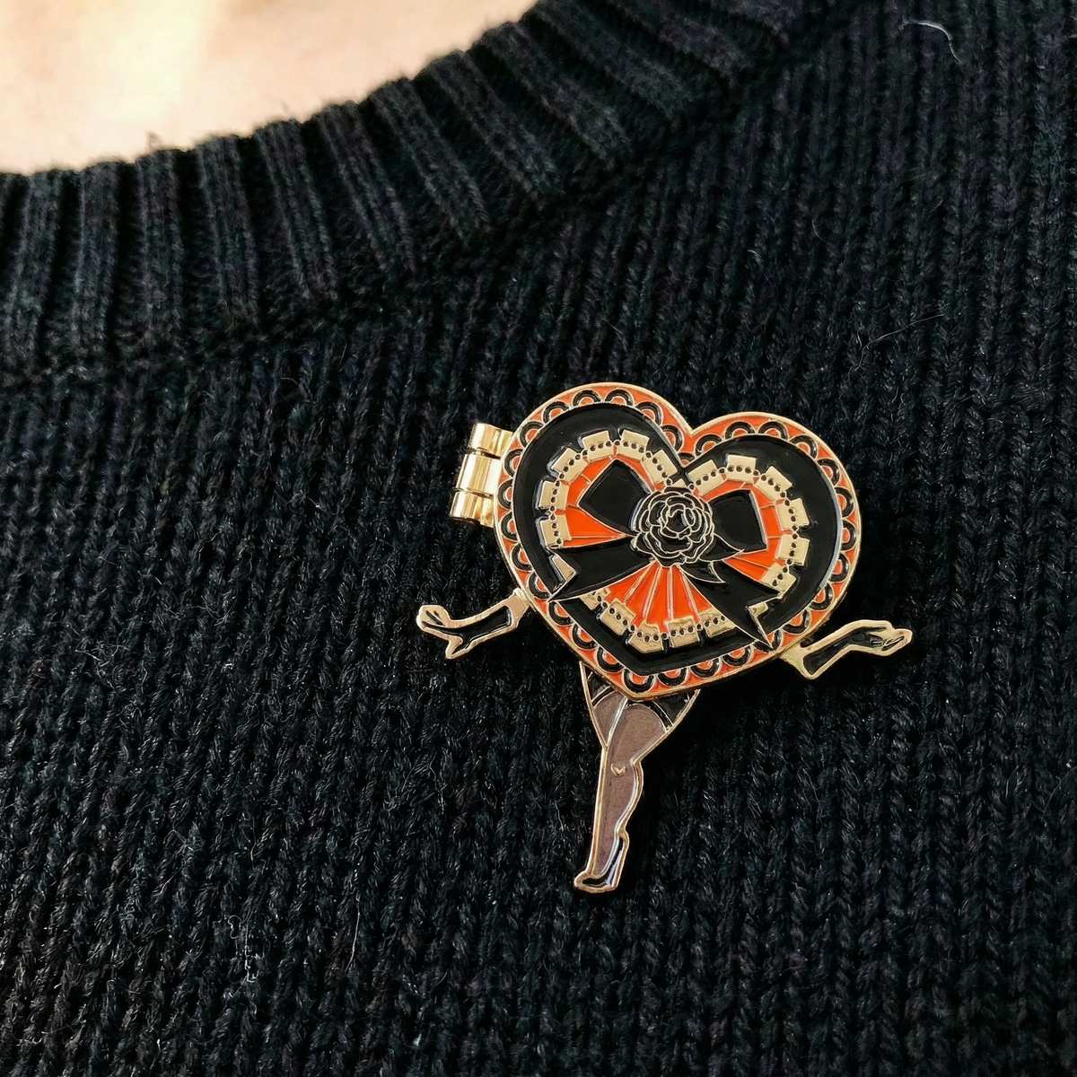 Eye Candy Hinged Enamel Pin | Large Halloween Heart Pin with Hidden Eye