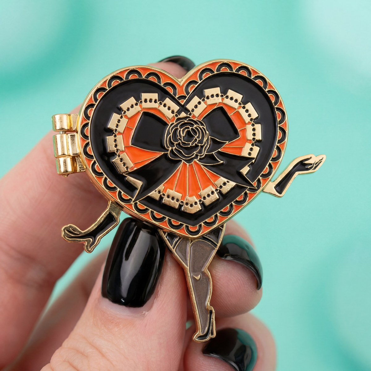 Eye Candy Hinged Enamel Pin | Large Halloween Heart Pin with Hidden Eye