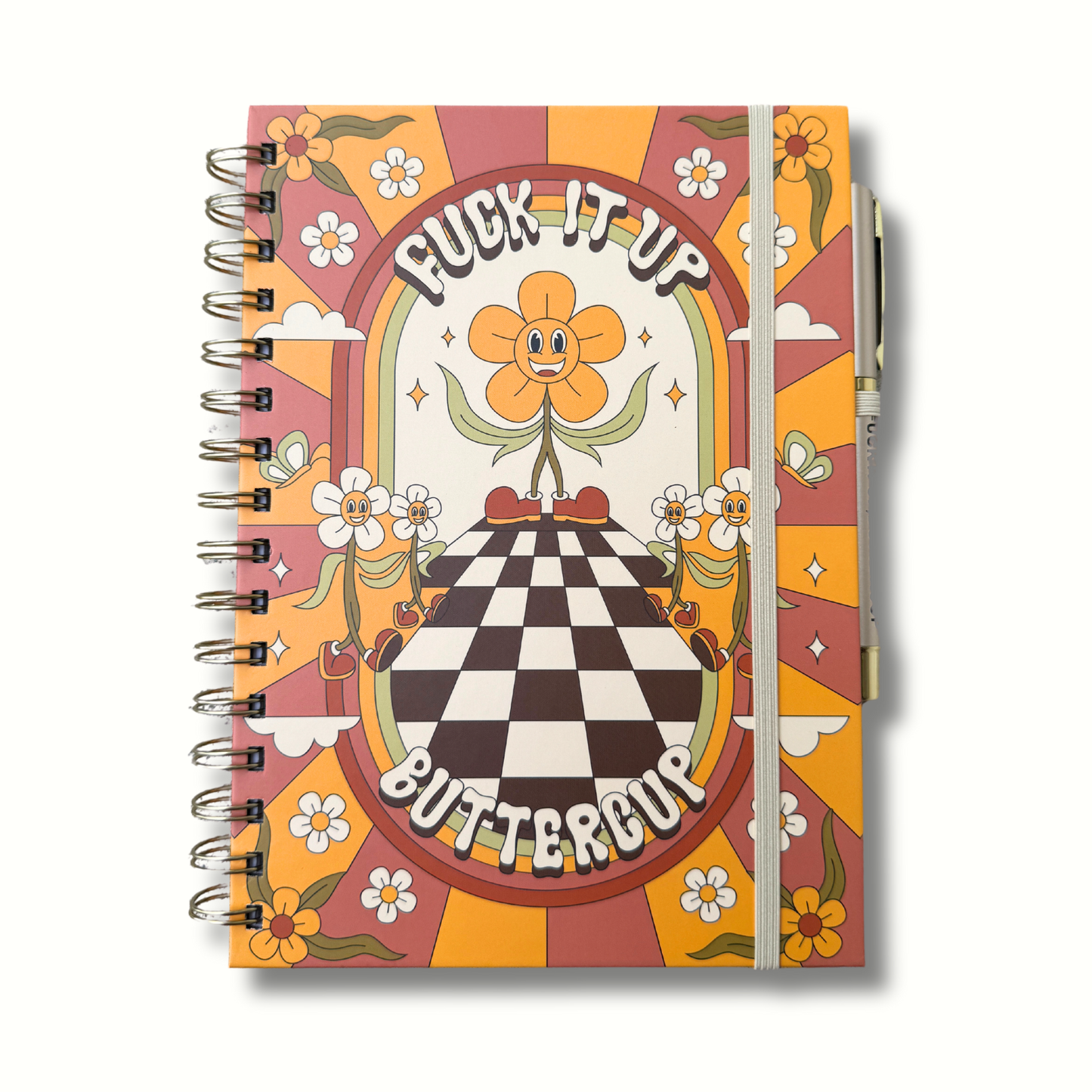 F*** It Up Buttercup Journal with Matching Pen | Funny Retro A5 Hardcover Notebook Gift