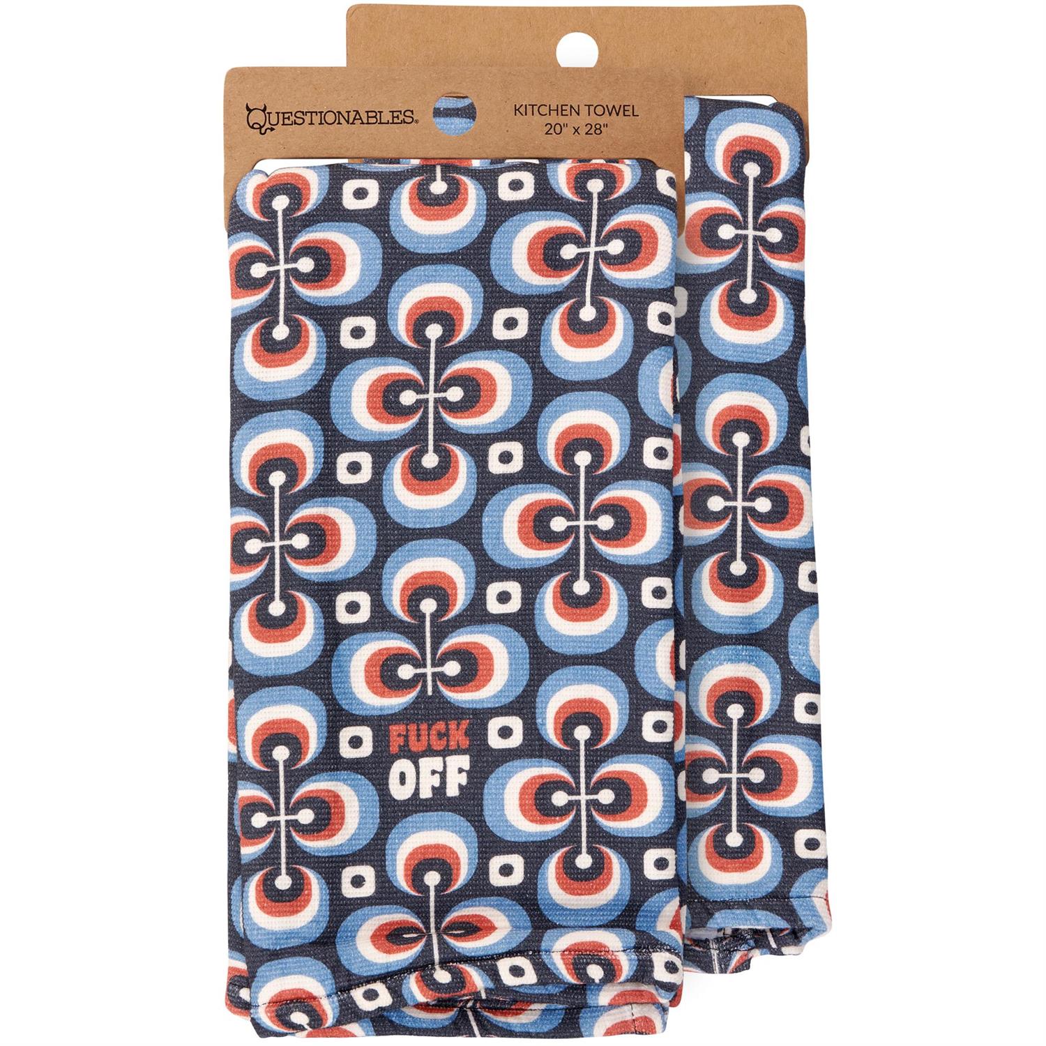 F*** Off Kitchen Towel | Retro Style Cotton Hand Tea Dish Cloth | 16" x 26"