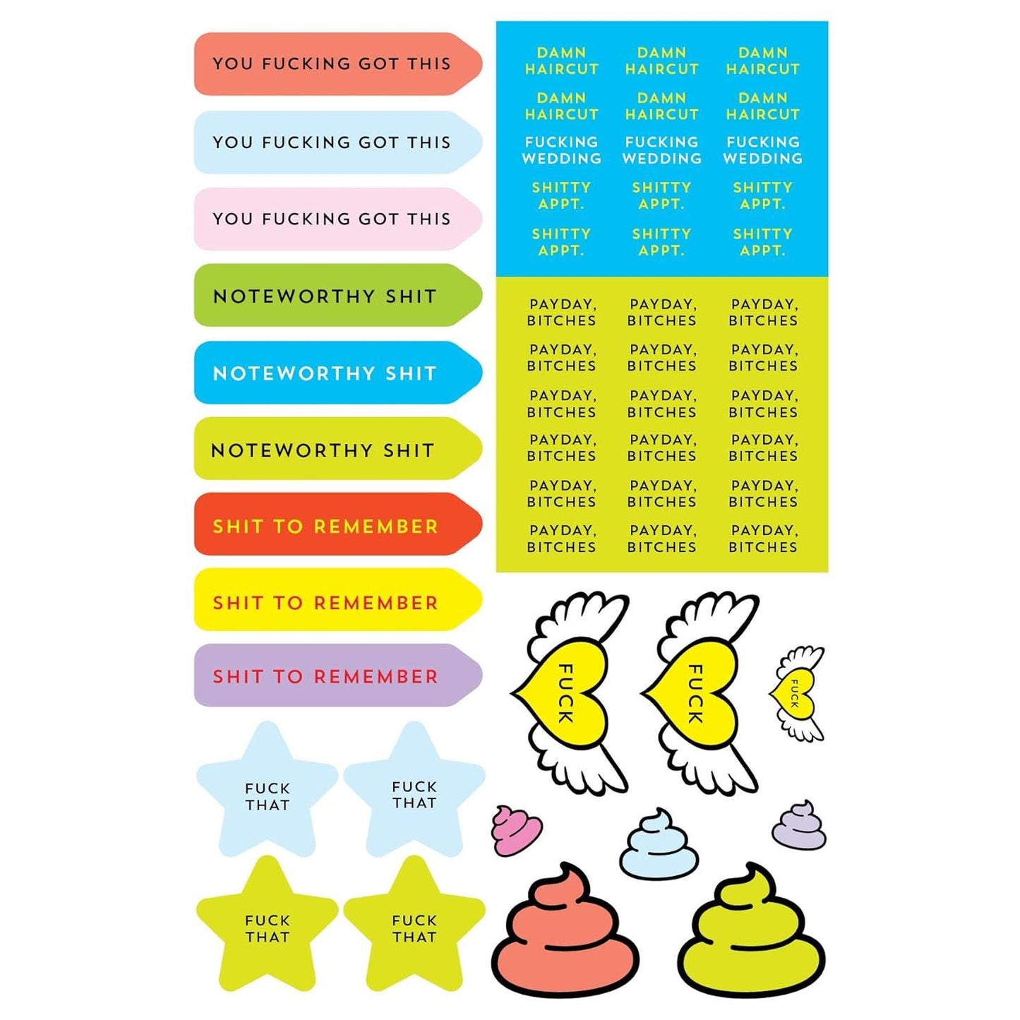F-cking Planner Stickers | 500+ Funny Adult Swear Word Stickers for Planners, Journals & Scrapbooks
