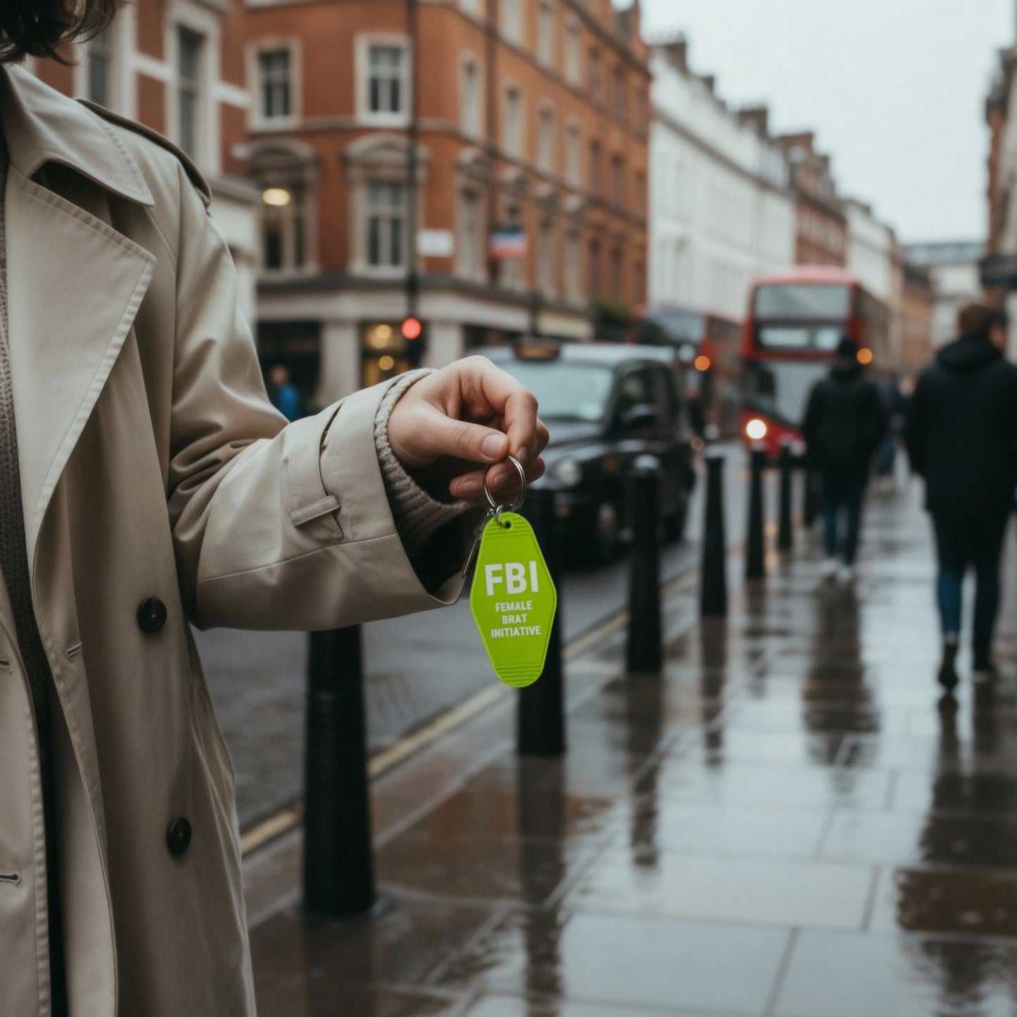 FBI Female Brat Initiative Motel Style Keychain in Green